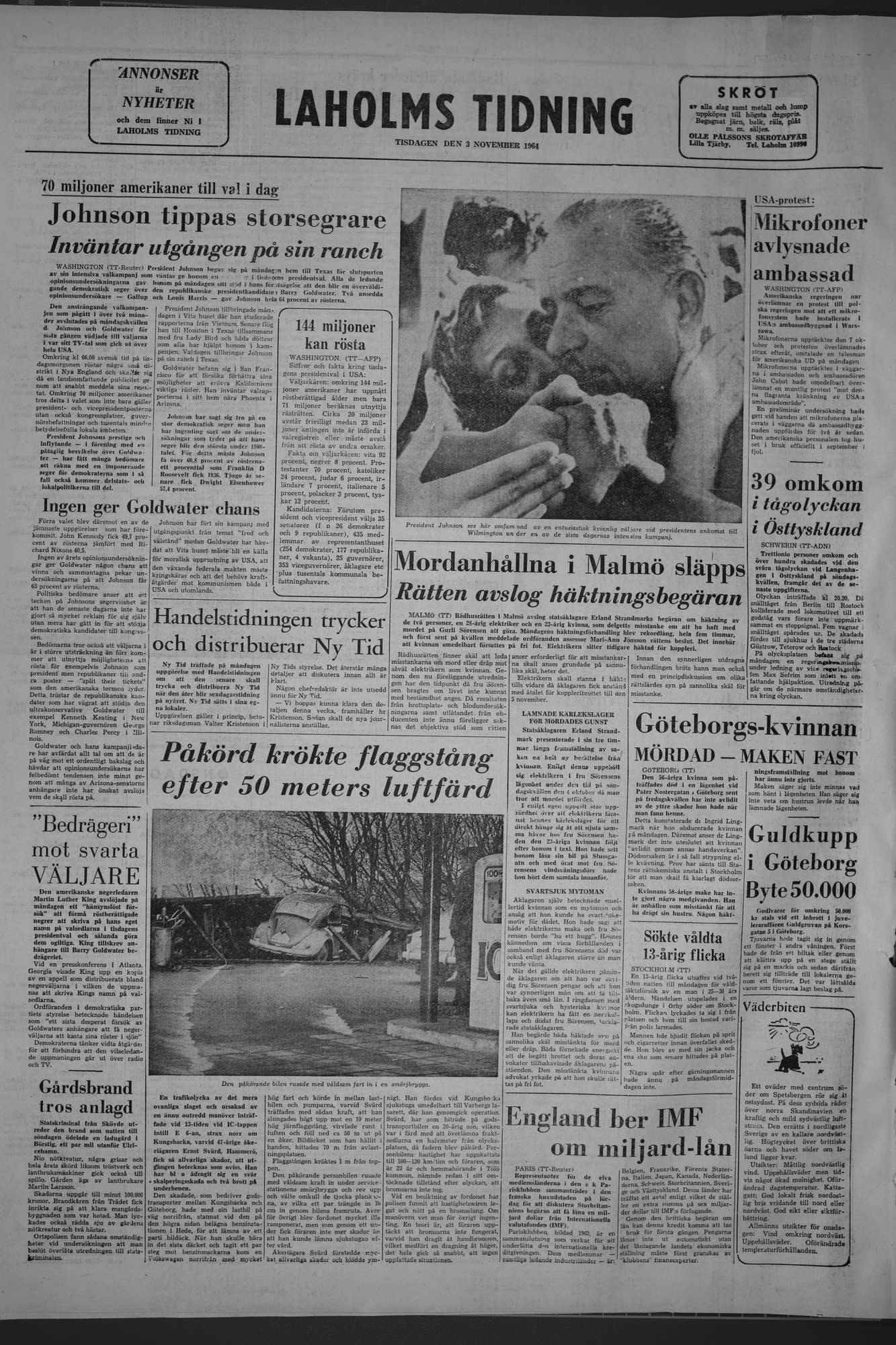 Laholms Tidning Tisdag 3 november 1964, sida 8