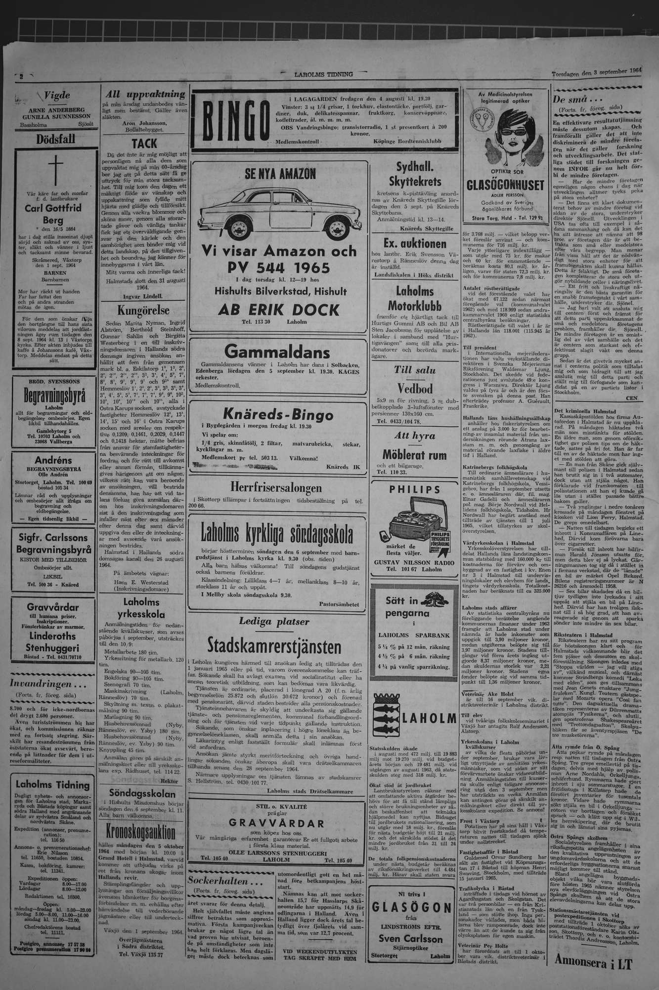Laholms Tidning Torsdag 3 september 1964, sida 2