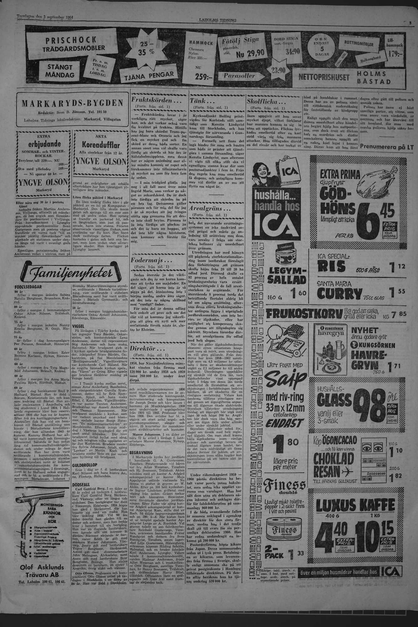 Laholms Tidning Torsdag 3 september 1964, sida 3