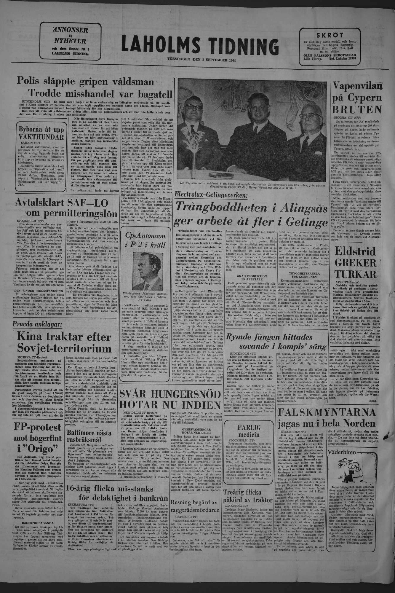 Laholms Tidning Torsdag 3 september 1964, sida 8