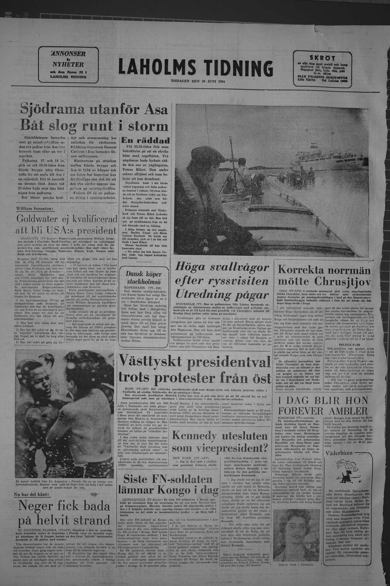 Laholms Tidning Tisdag 30 juni 1964, sida 8
