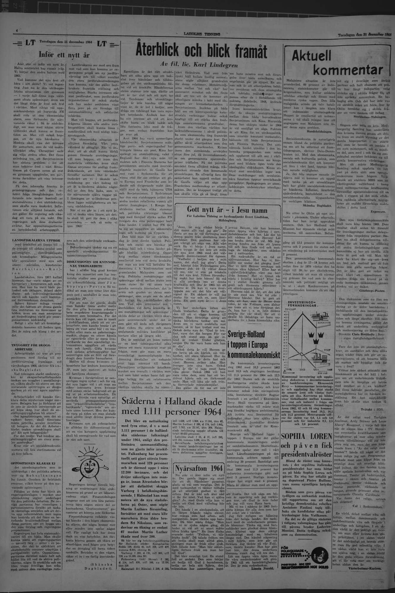 Laholms Tidning Torsdag 31 december 1964, sida 4