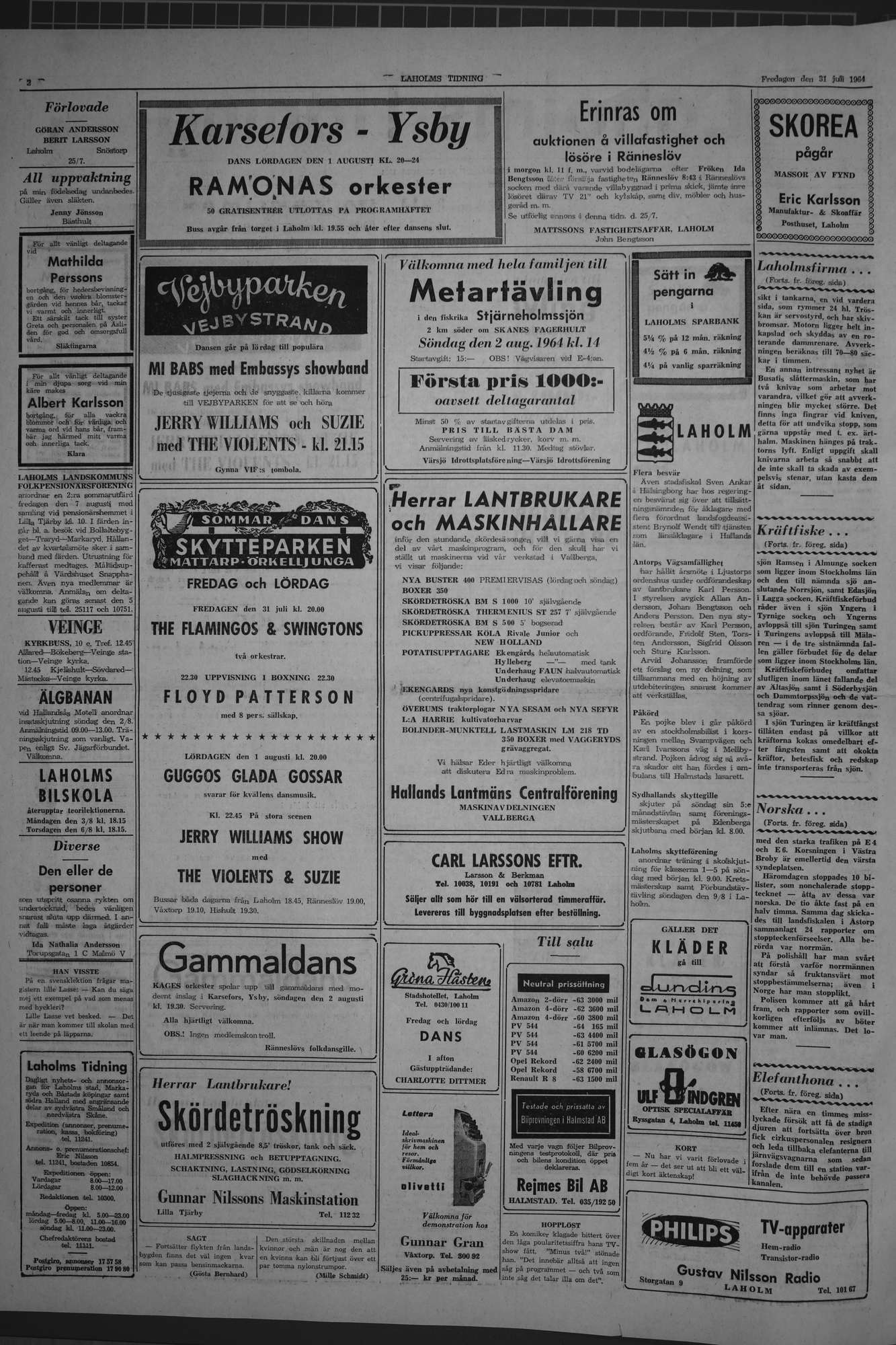 Laholms Tidning Fredag 31 juli 1964, sida 2