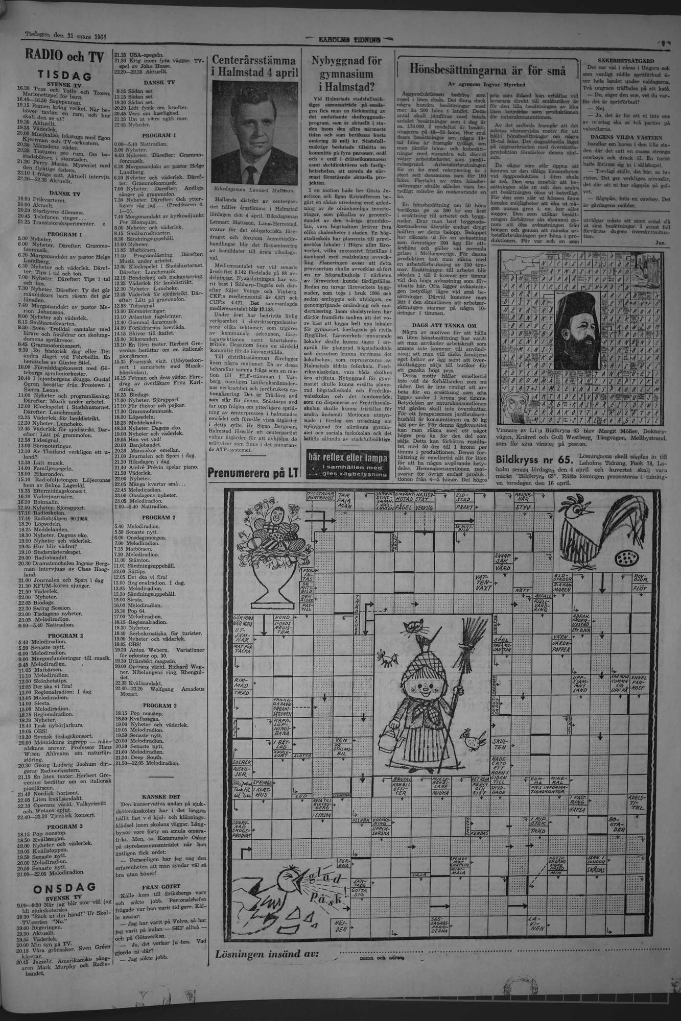Laholms Tidning Tisdag 31 mars 1964, sida 7