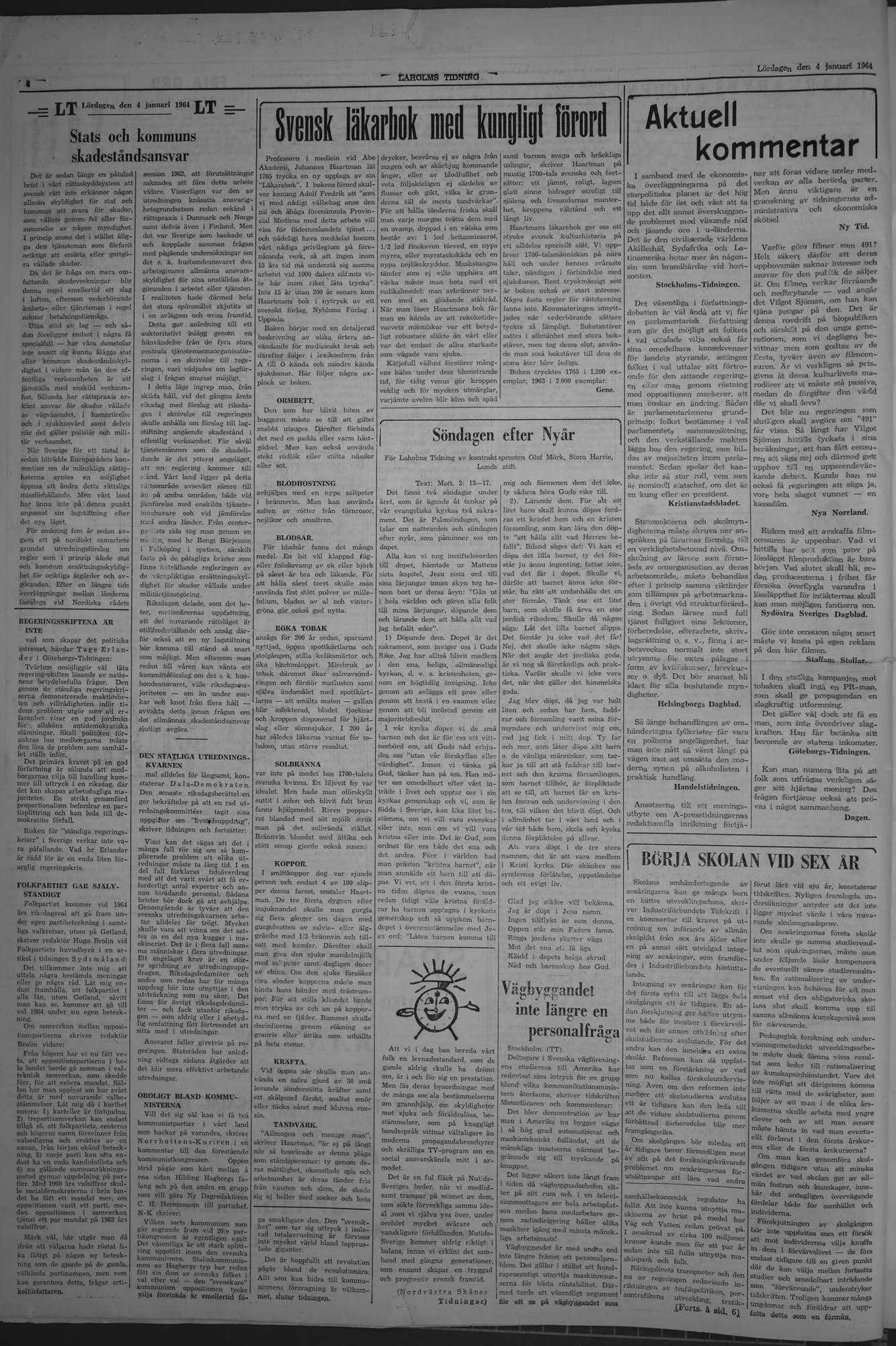 Laholms Tidning Lördag 4 januari 1964, sida 4
