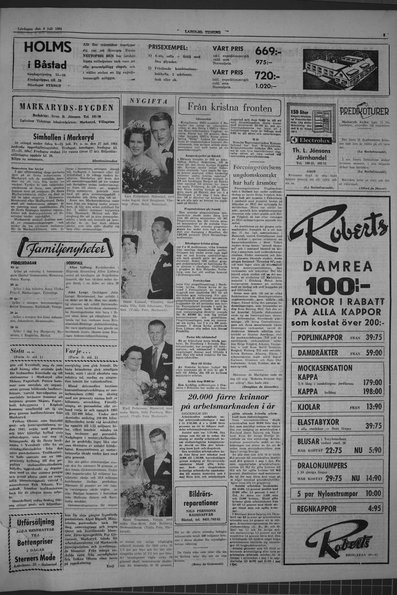 Laholms Tidning Lördag 4 juli 1964, sida 3