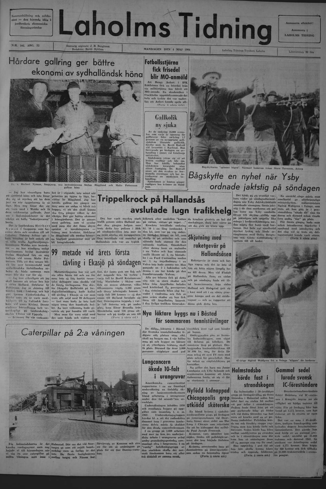 Laholms Tidning Måndag 4 maj 1964, sida 1