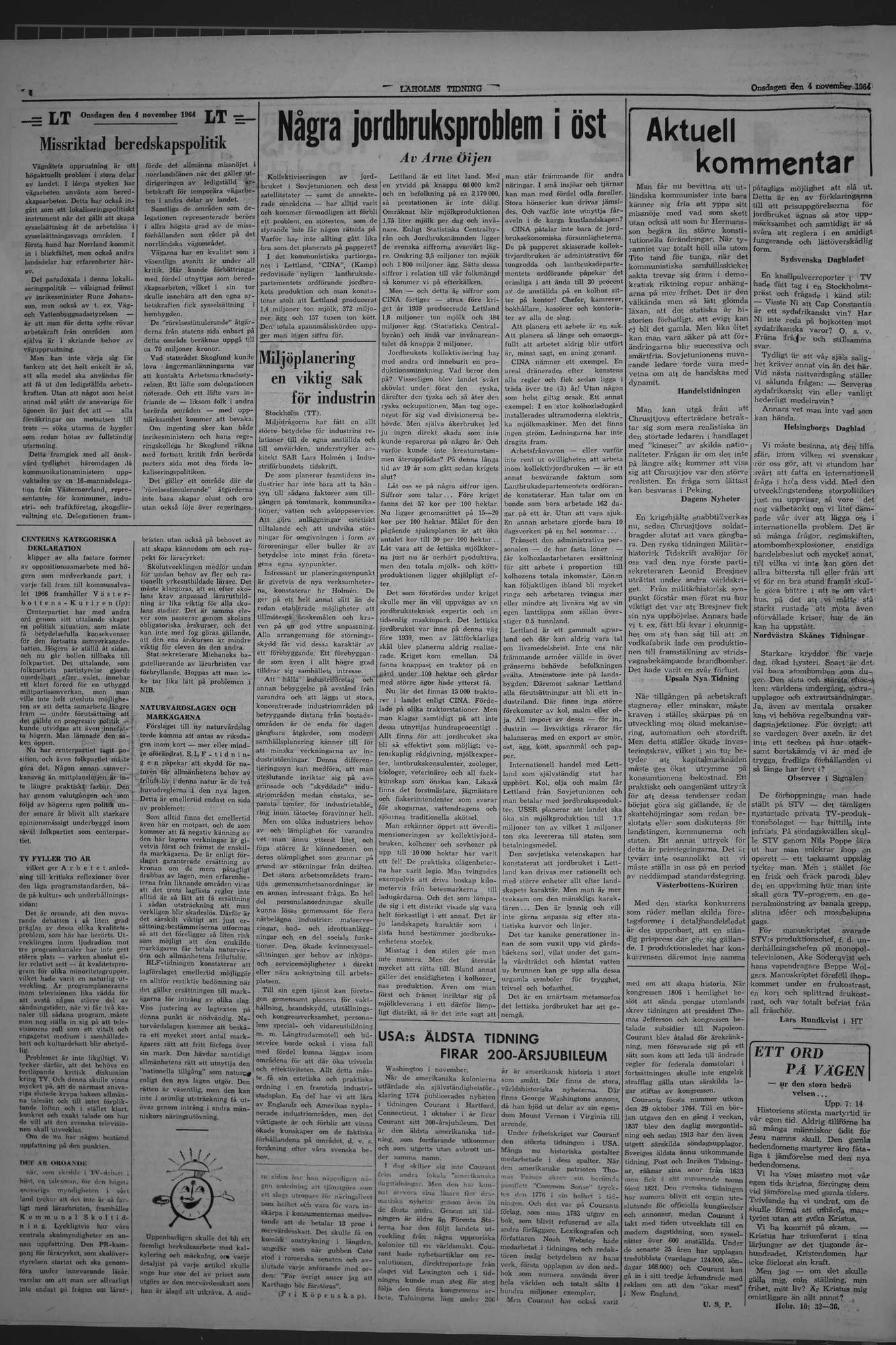 Laholms Tidning Onsdag 4 november 1964, sida 4