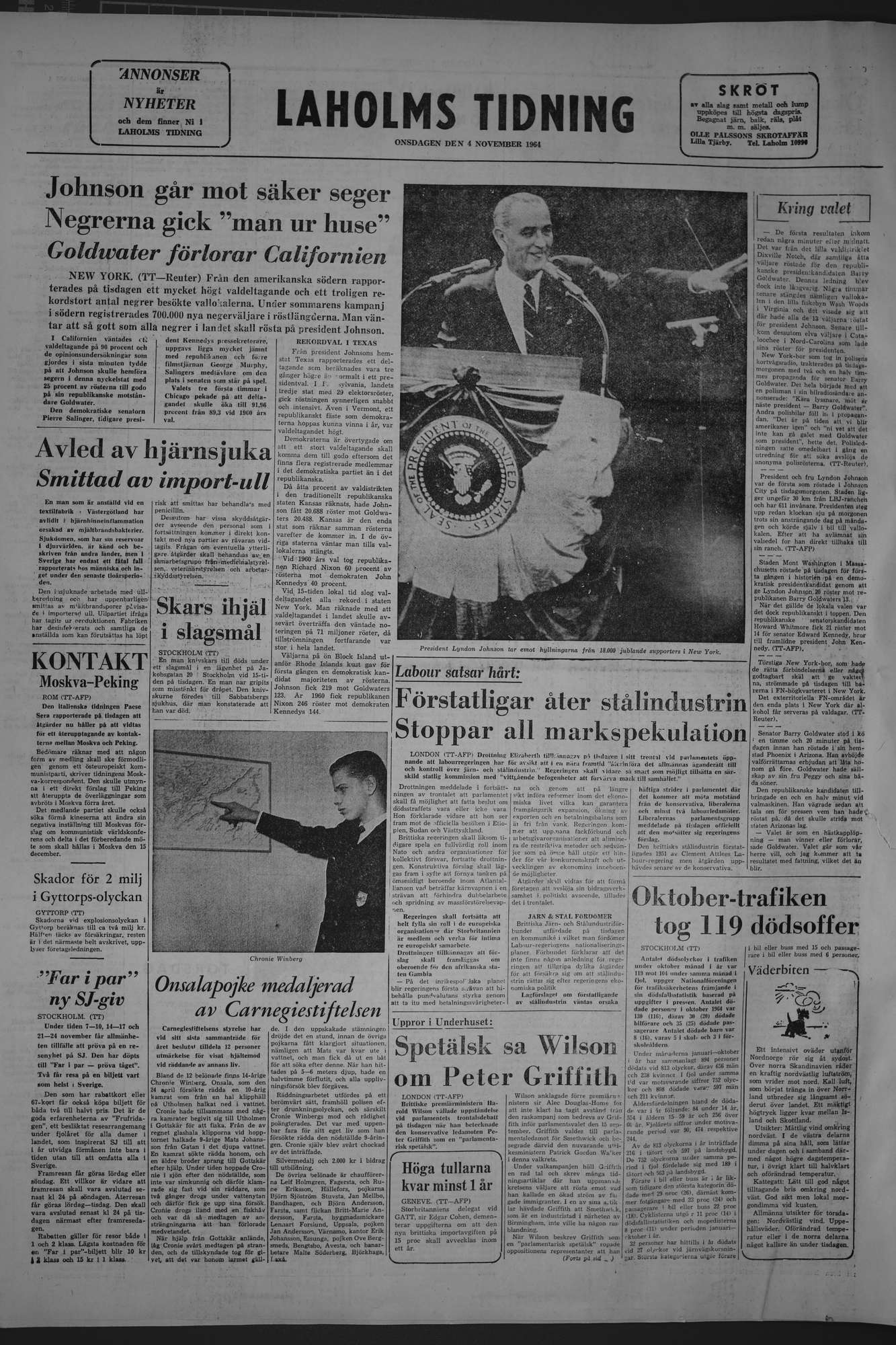 Laholms Tidning Onsdag 4 november 1964, sida 8