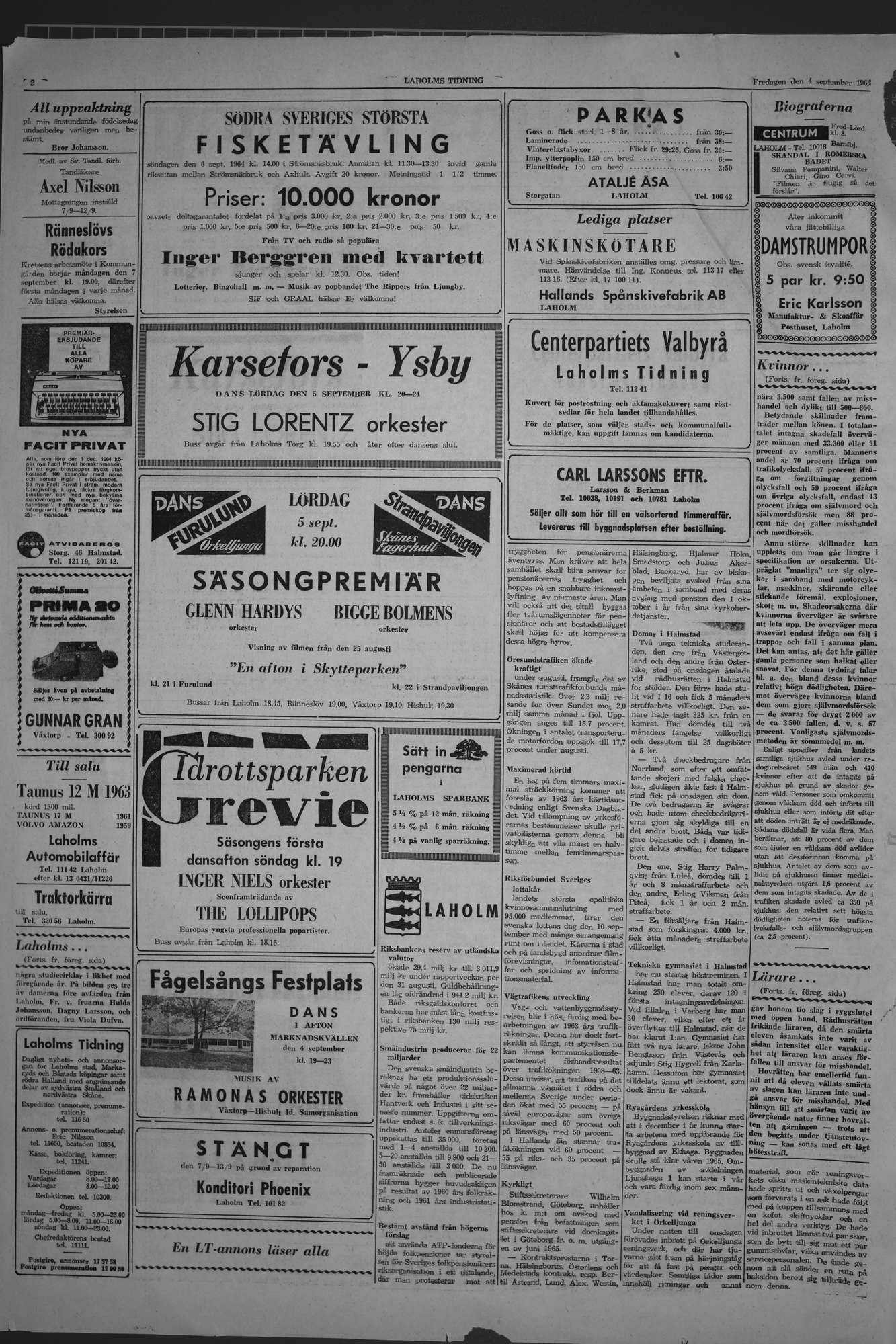 Laholms Tidning Fredag 4 september 1964, sida 2