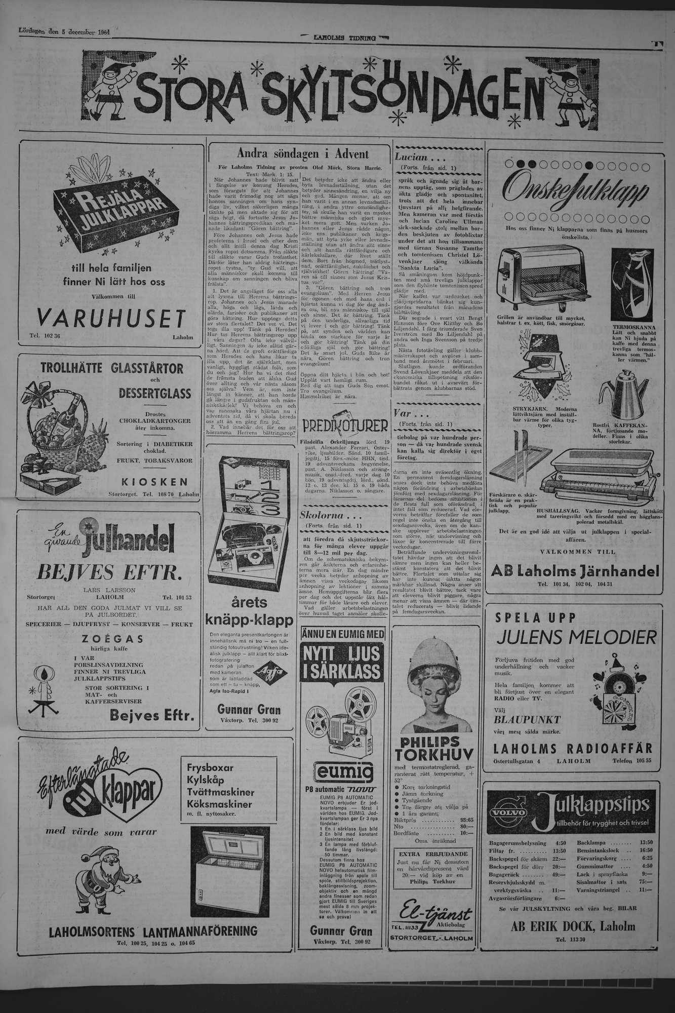 Laholms Tidning Lördag 5 december 1964, sida 5