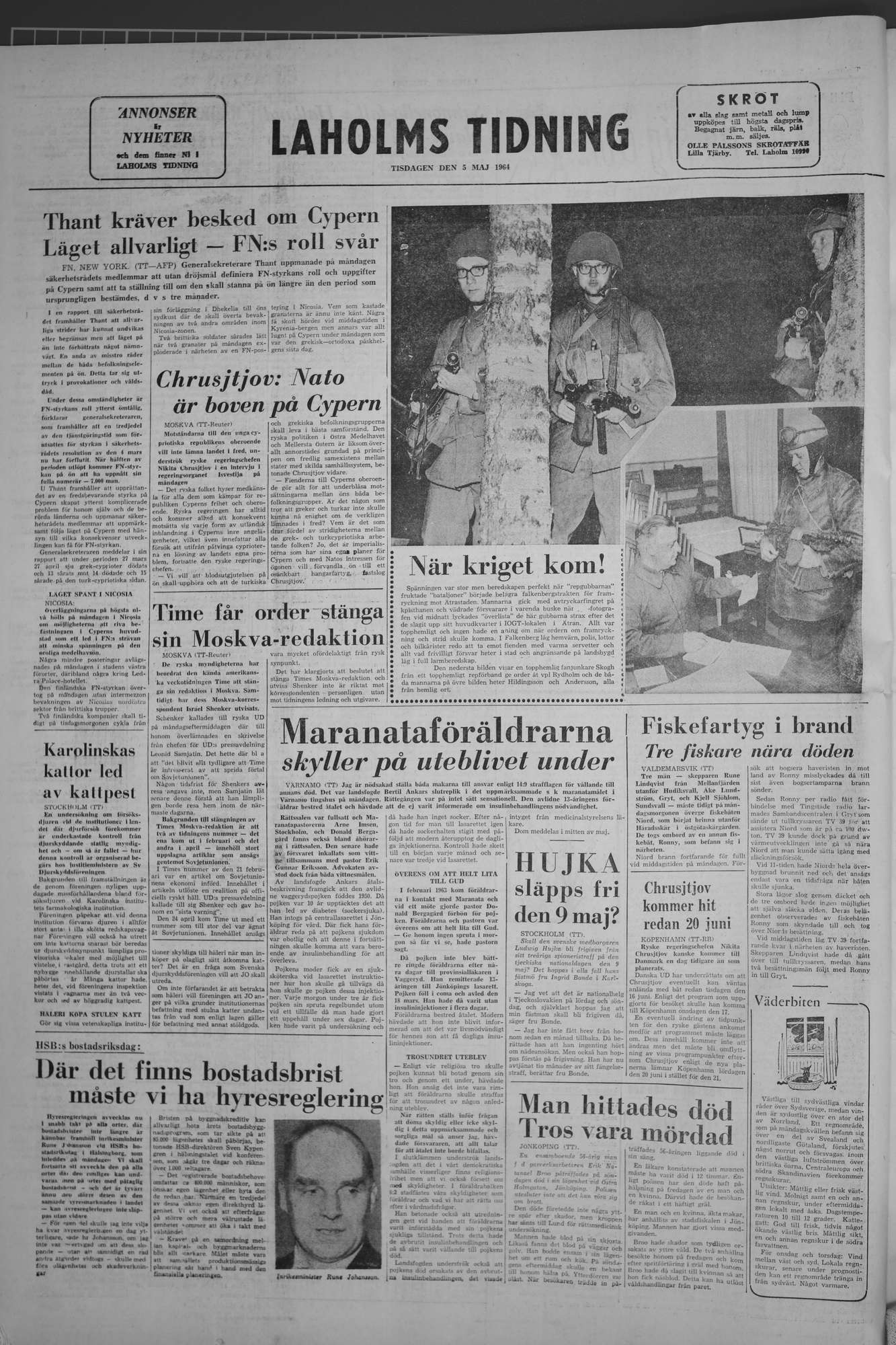 Laholms Tidning Tisdag 5 maj 1964, sida 8