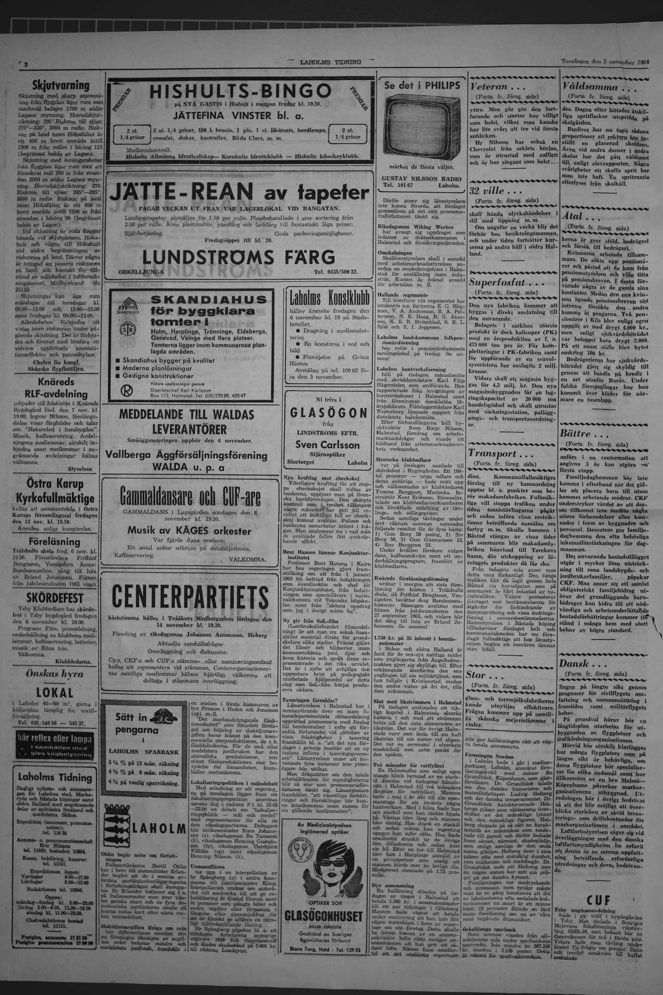 Laholms Tidning Torsdag 5 november 1964, sida 2