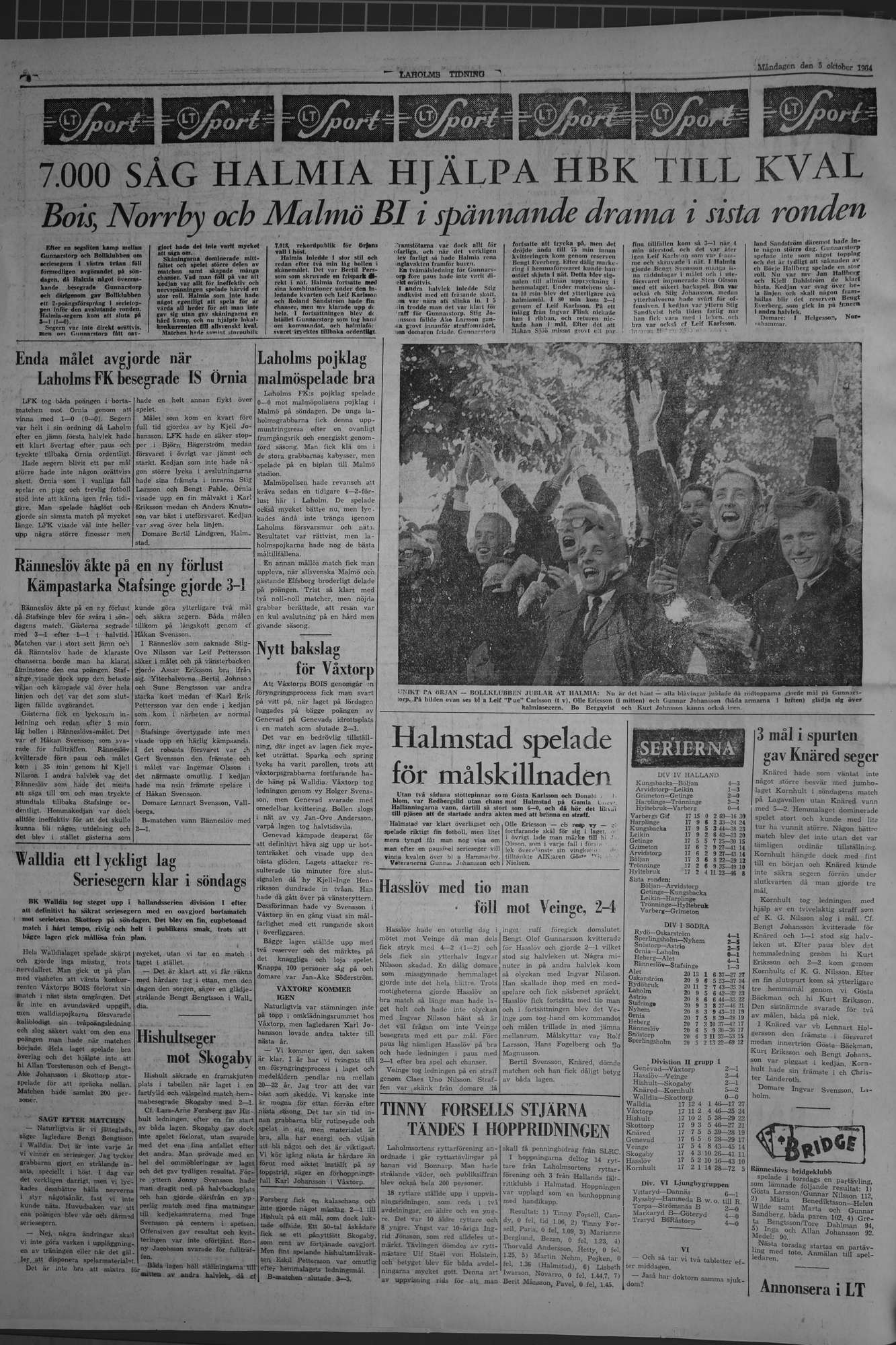 Laholms Tidning Måndag 5 oktober 1964, sida 6
