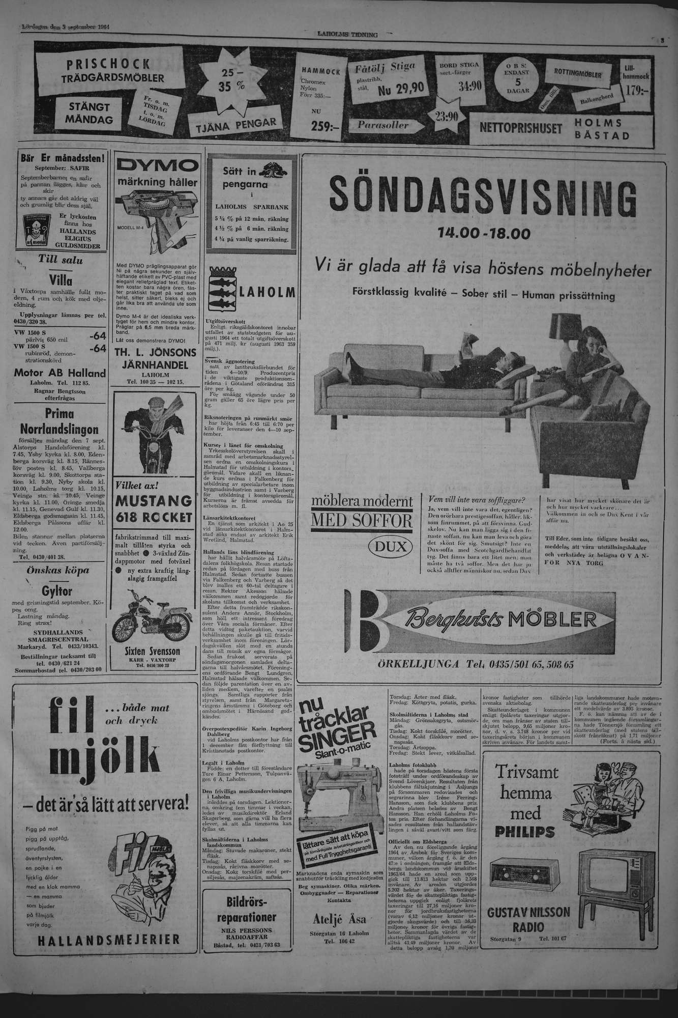 Laholms Tidning Lördag 5 september 1964, sida 3