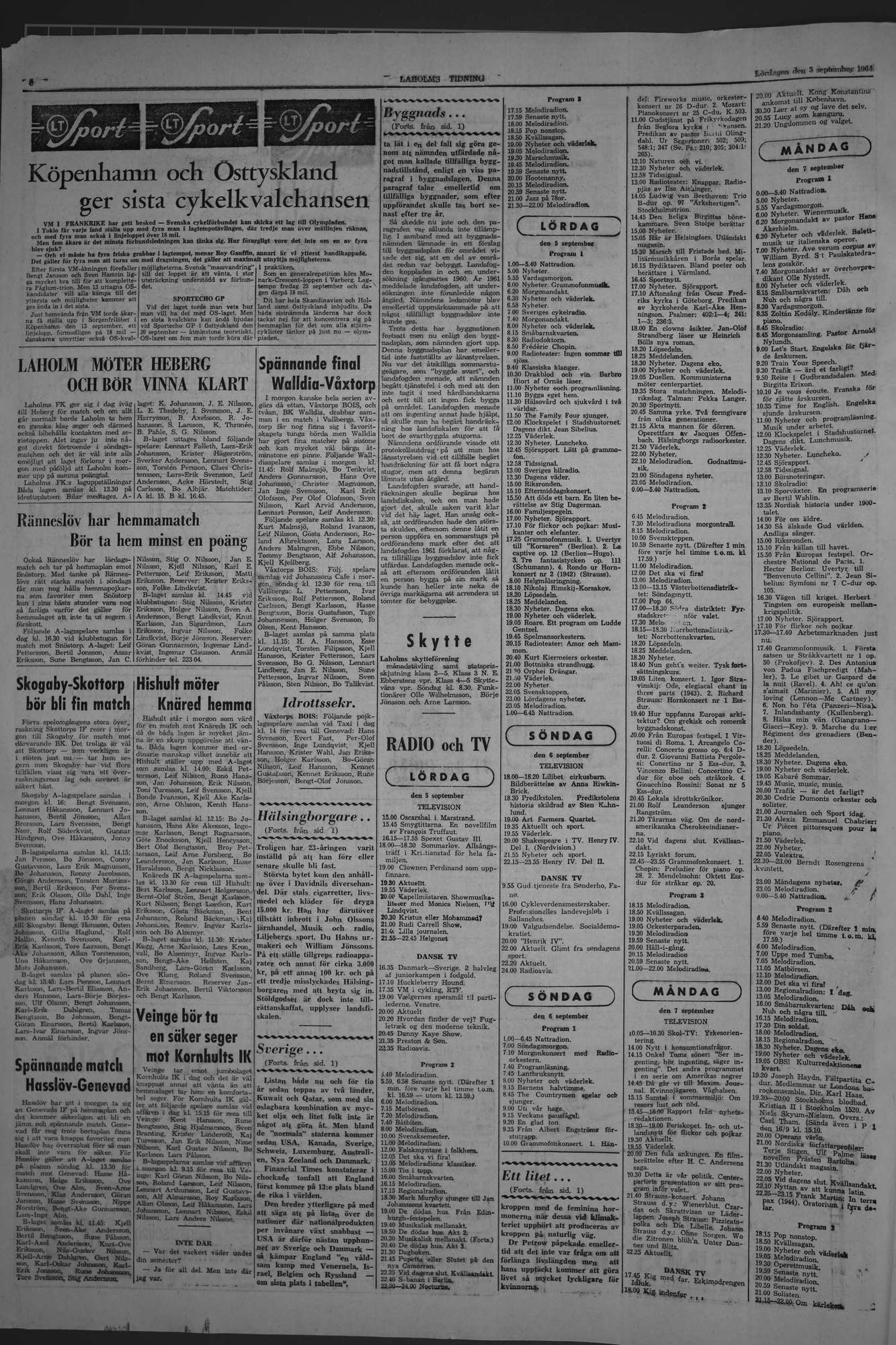 Laholms Tidning Lördag 5 september 1964, sida 6