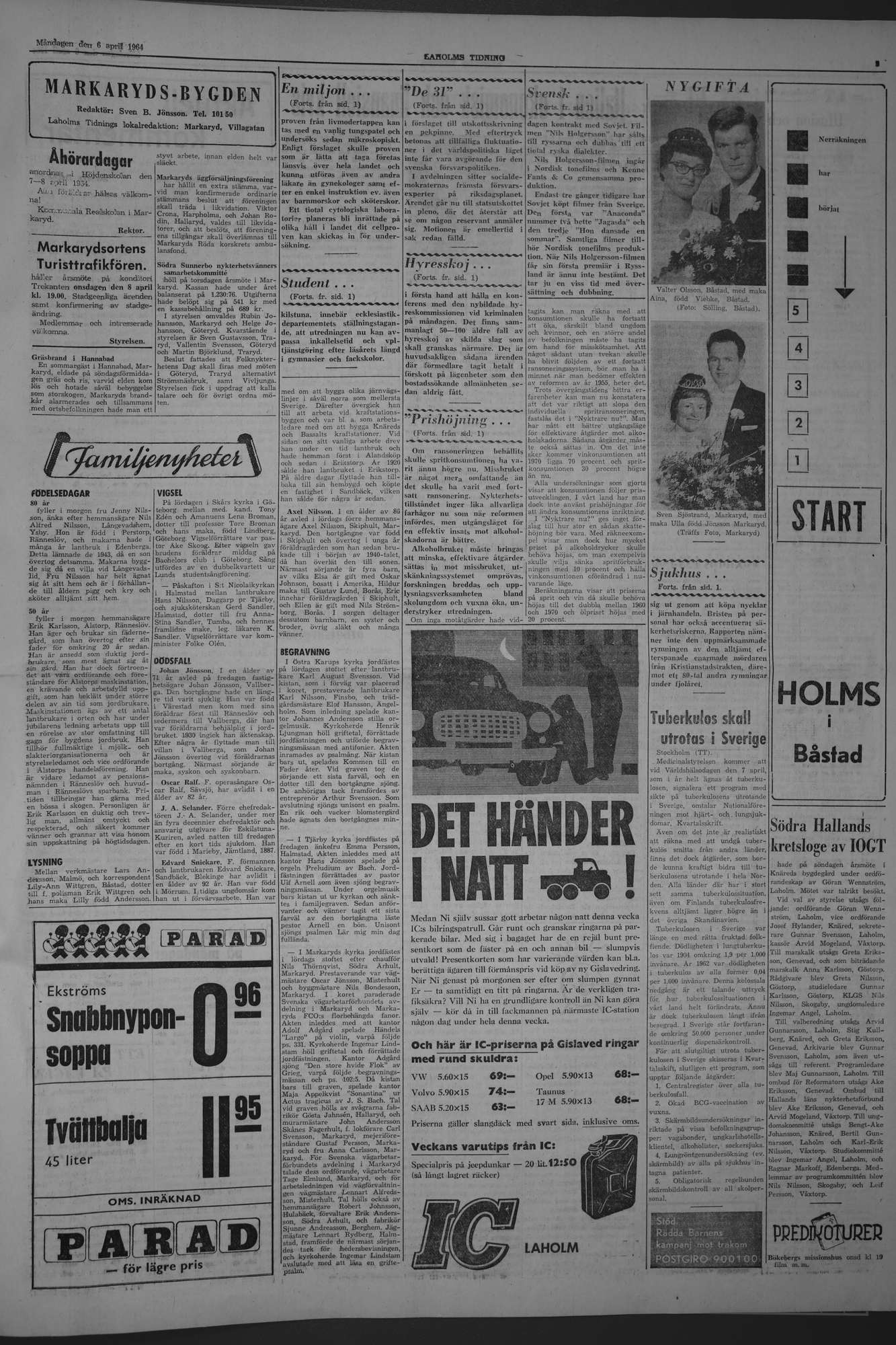 Laholms Tidning Måndag 6 april 1964, sida 3