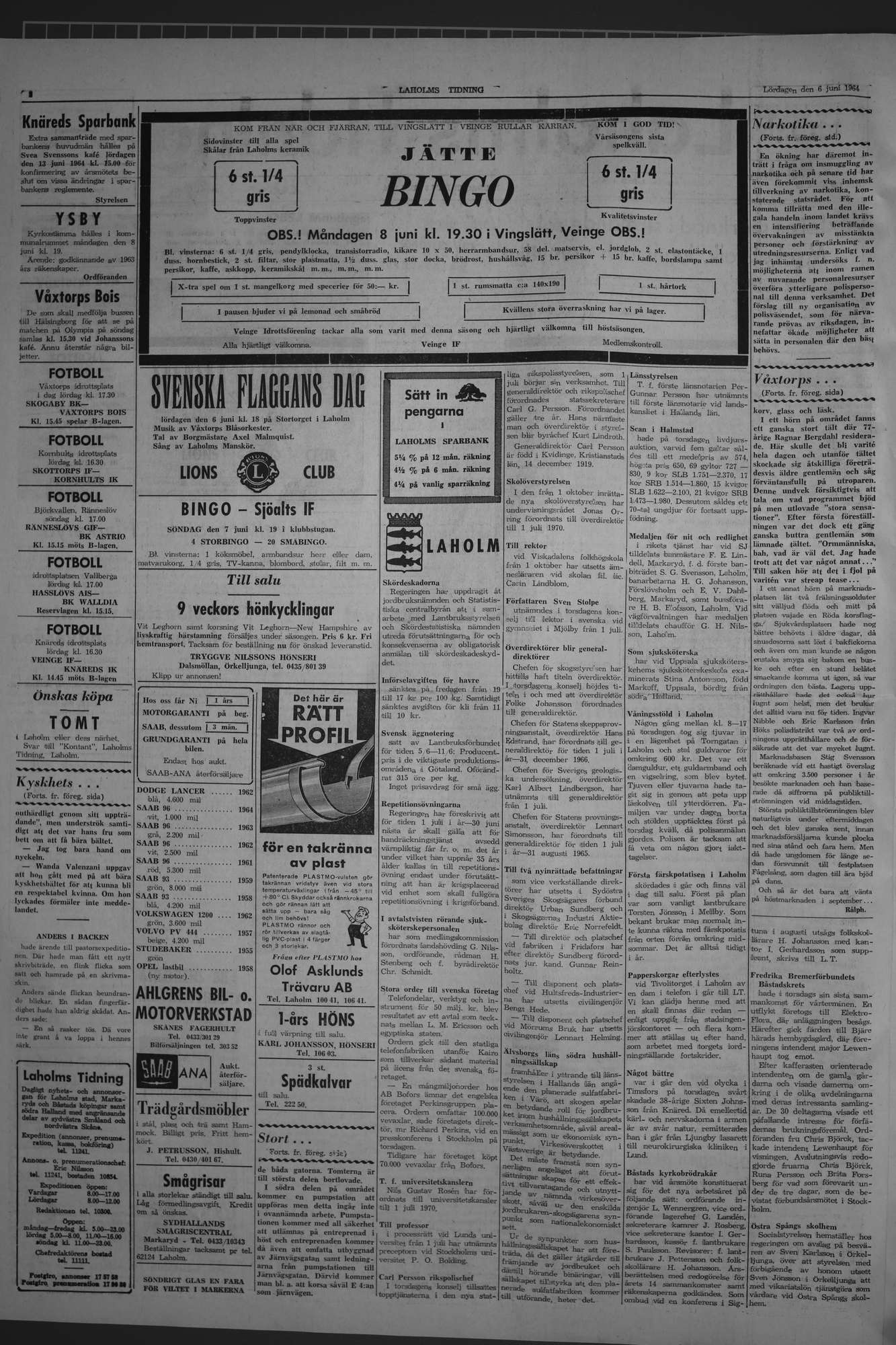 Laholms Tidning Lördag 6 juni 1964, sida 2