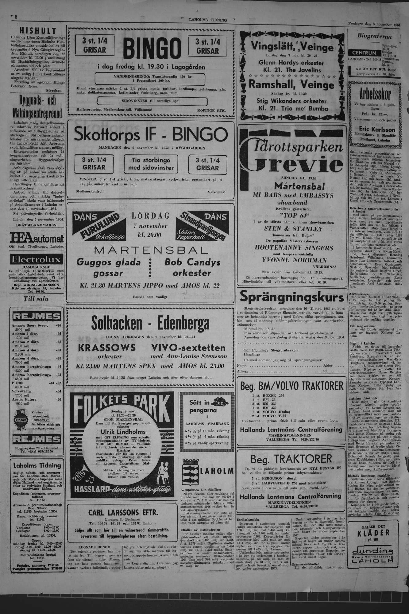 Laholms Tidning Fredag 6 november 1964, sida 2