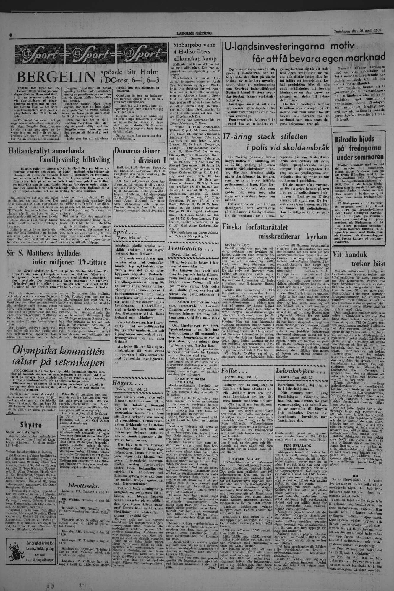 Laholms Tidning Torsdag 29 april 1965, sida 6