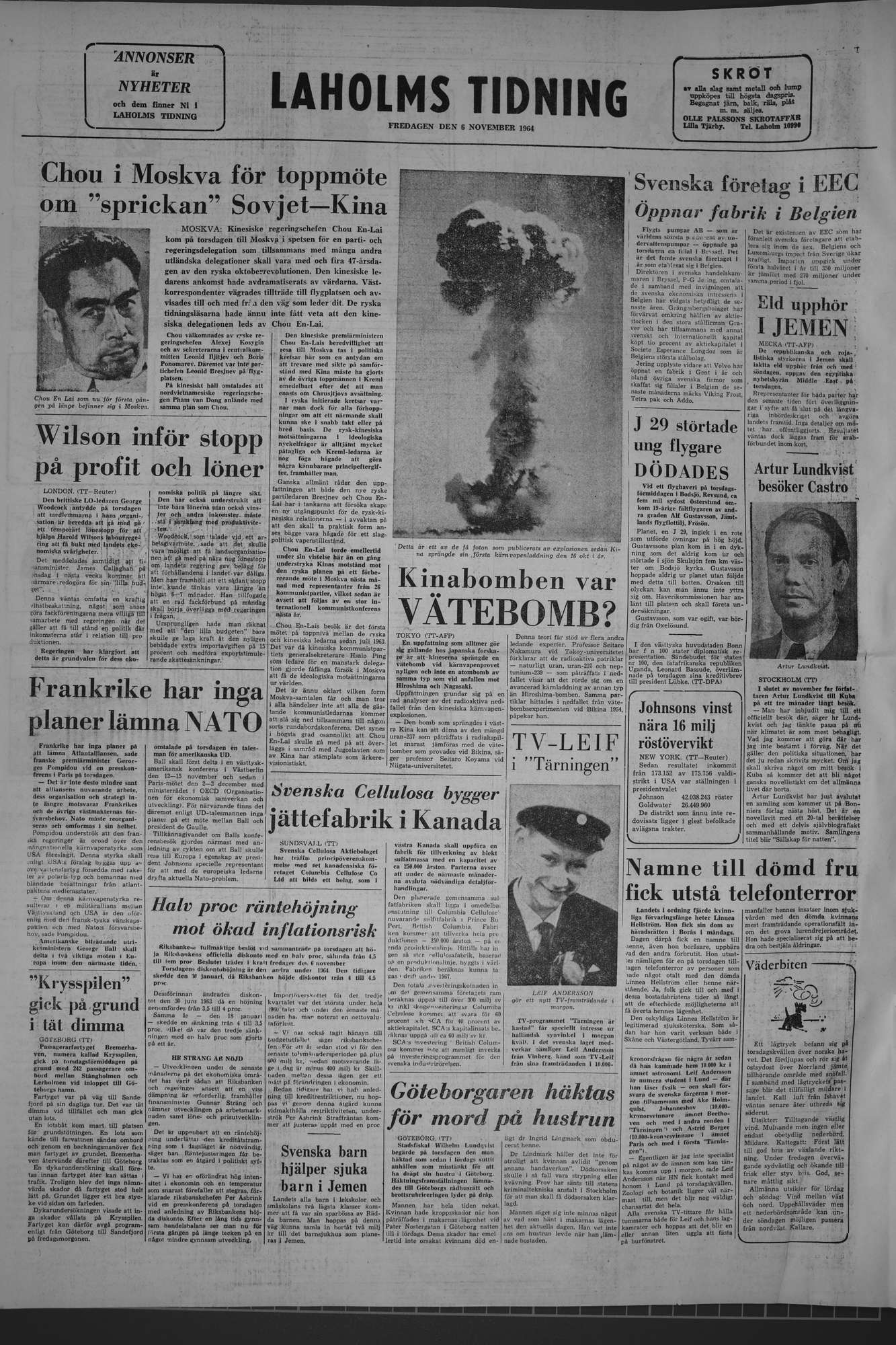 Laholms Tidning Fredag 6 november 1964, sida 8