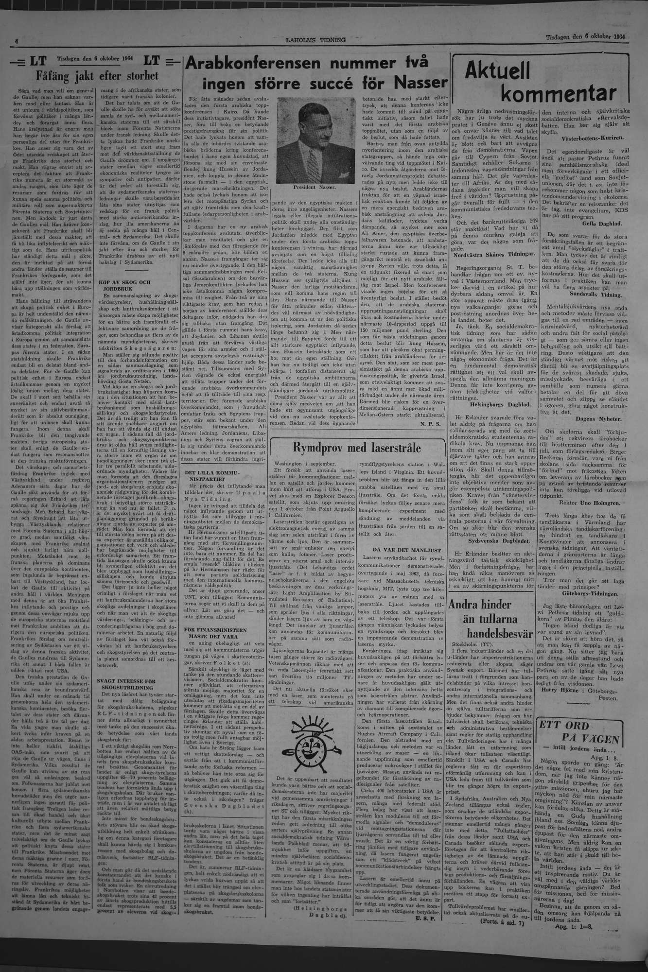 Laholms Tidning Tisdag 6 oktober 1964, sida 4