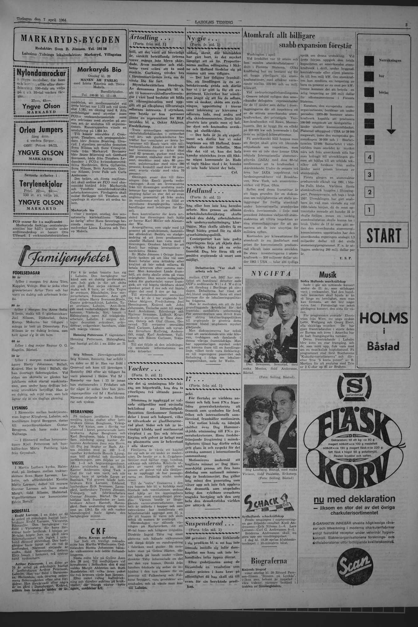 Laholms Tidning Tisdag 7 april 1964, sida 3