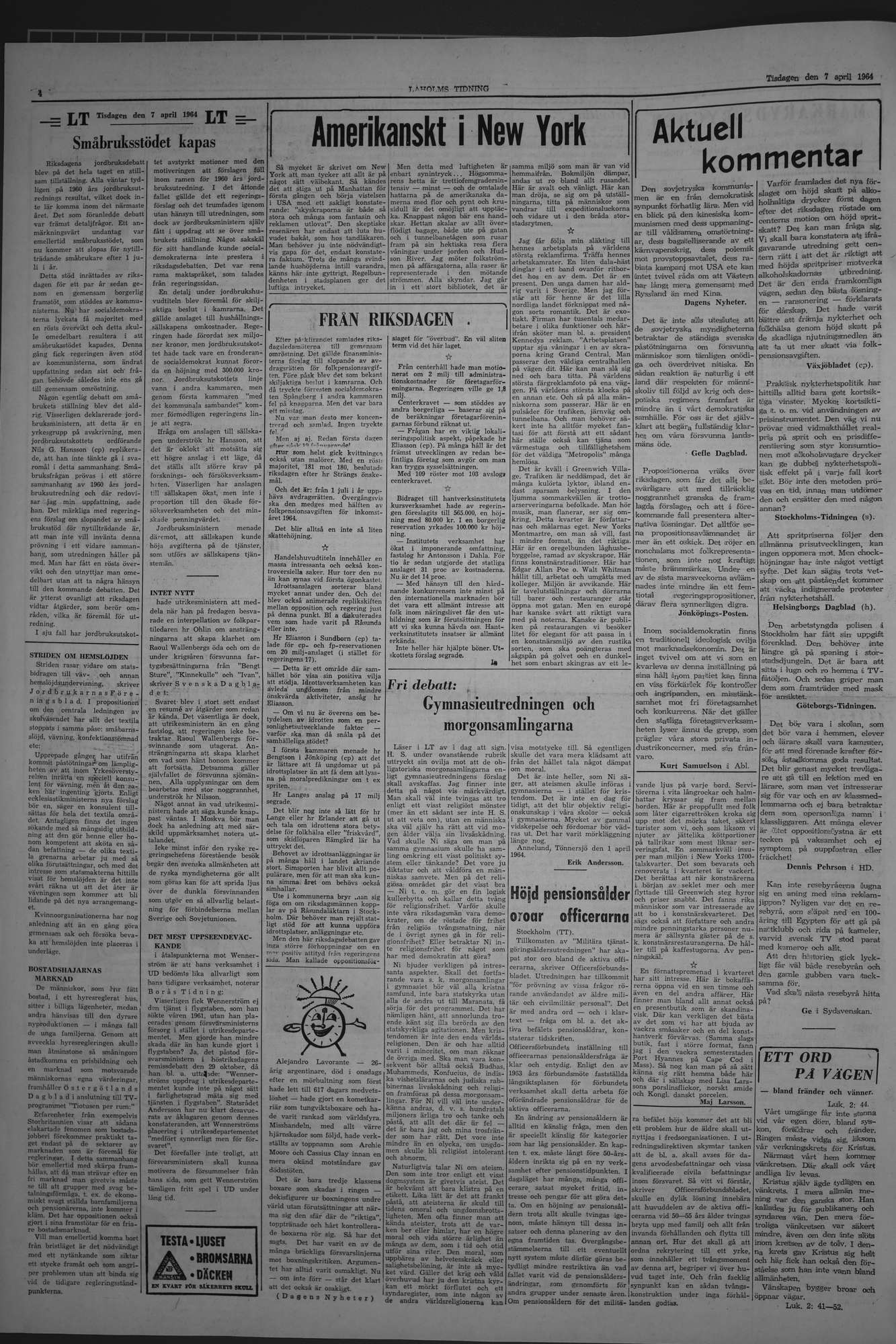 Laholms Tidning Tisdag 7 april 1964, sida 4
