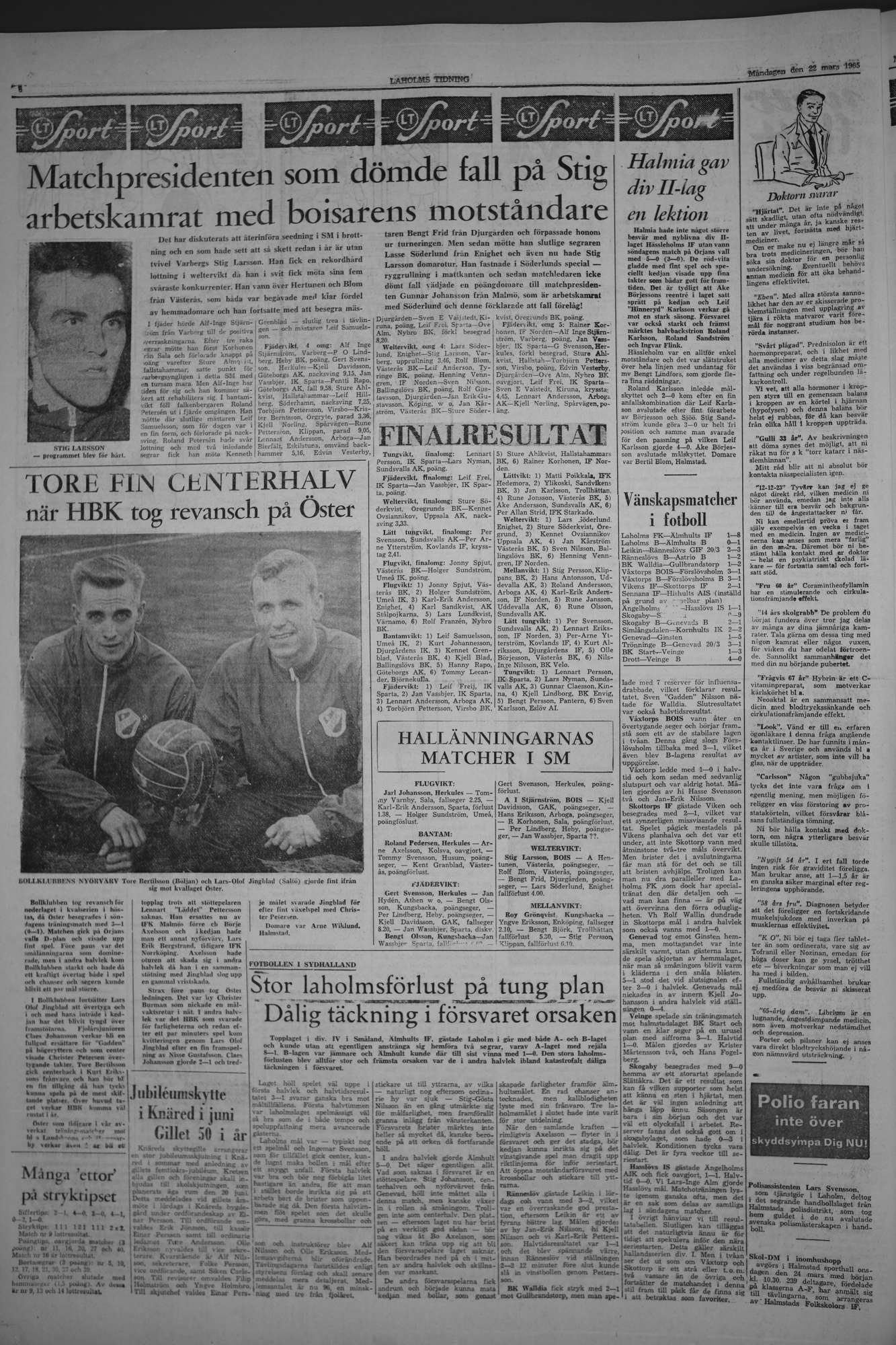 Laholms Tidning Måndag 22 mars 1965, sida 6