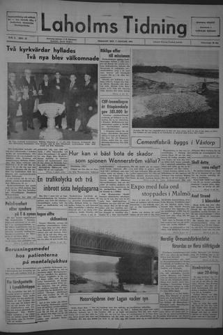 Förstasidan, Tisdag 7 januari 1964