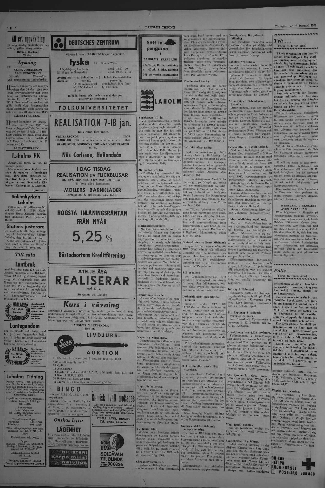Laholms Tidning Tisdag 7 januari 1964, sida 2