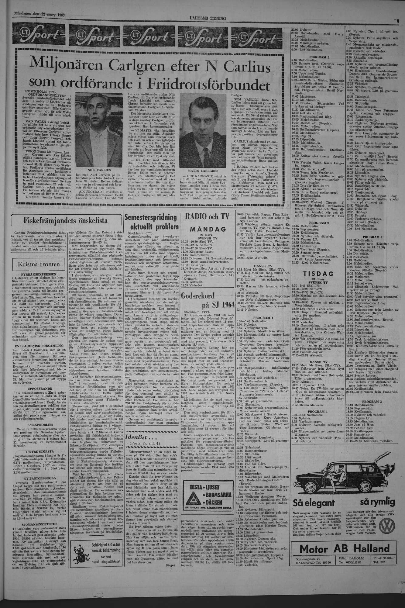 Laholms Tidning Måndag 22 mars 1965, sida 7