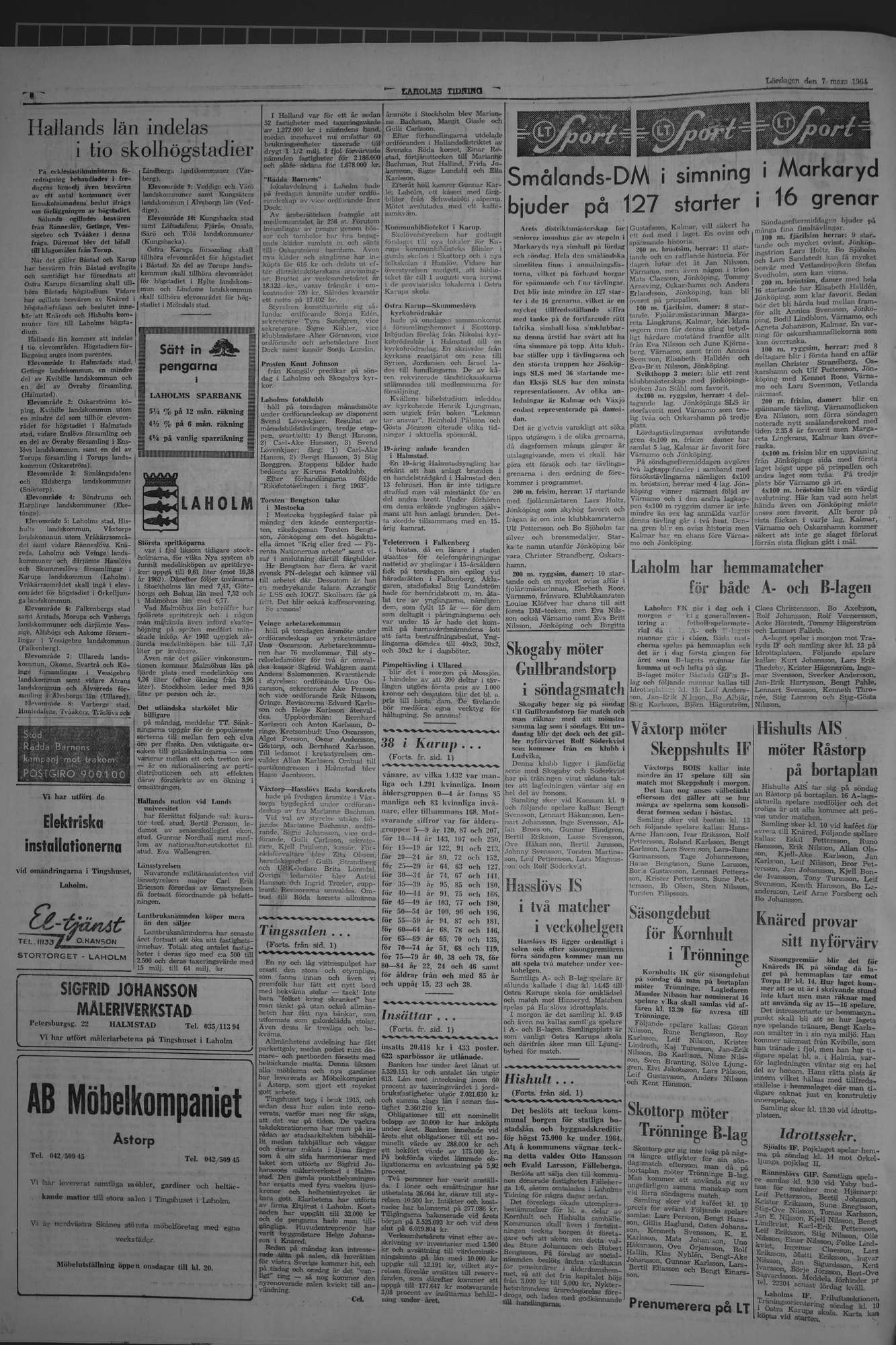 Laholms Tidning Lördag 7 mars 1964, sida 6