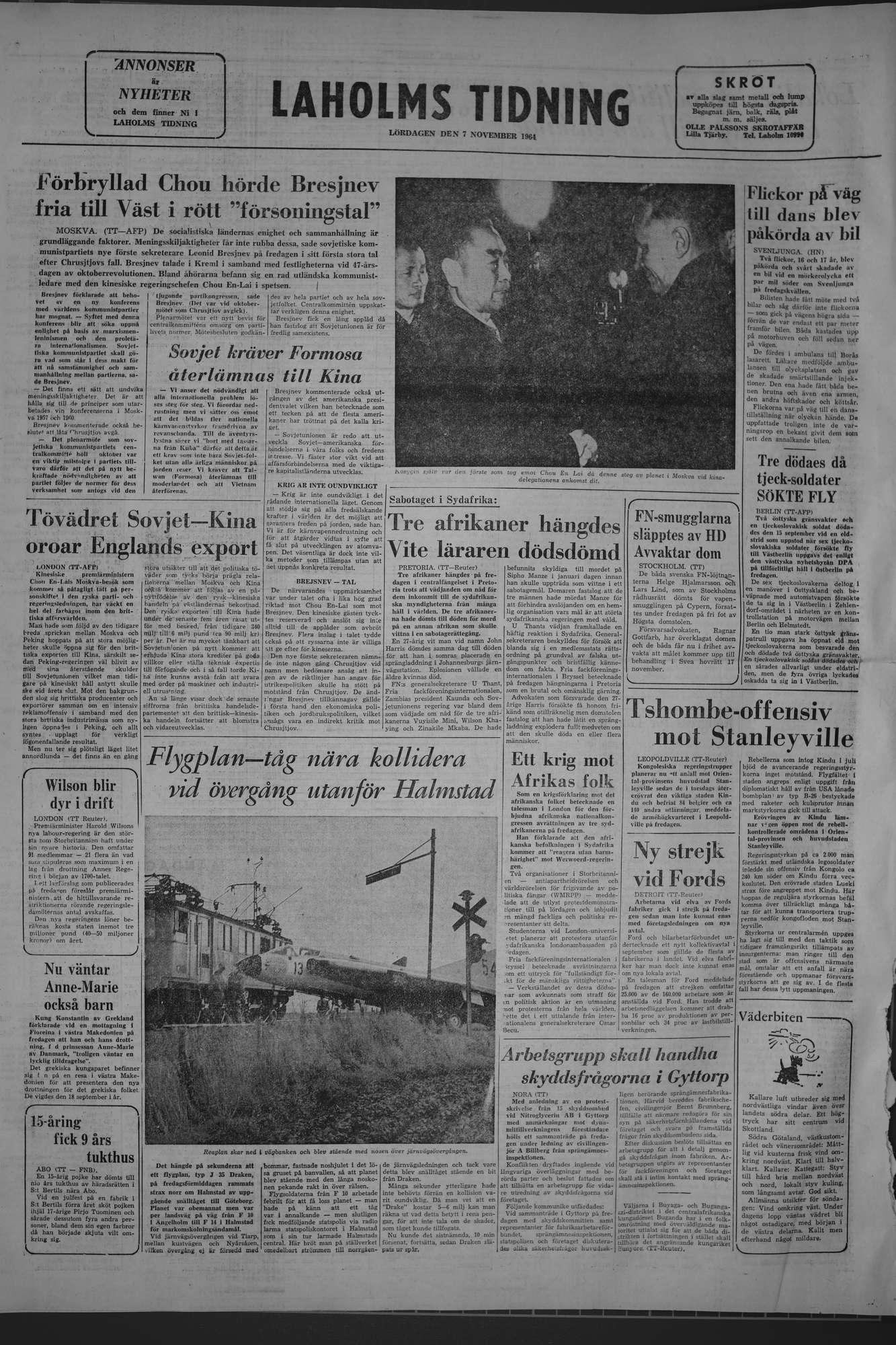 Laholms Tidning Lördag 7 november 1964, sida 8