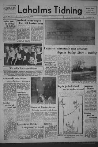 Förstasidan, Tisdag 8 december 1964