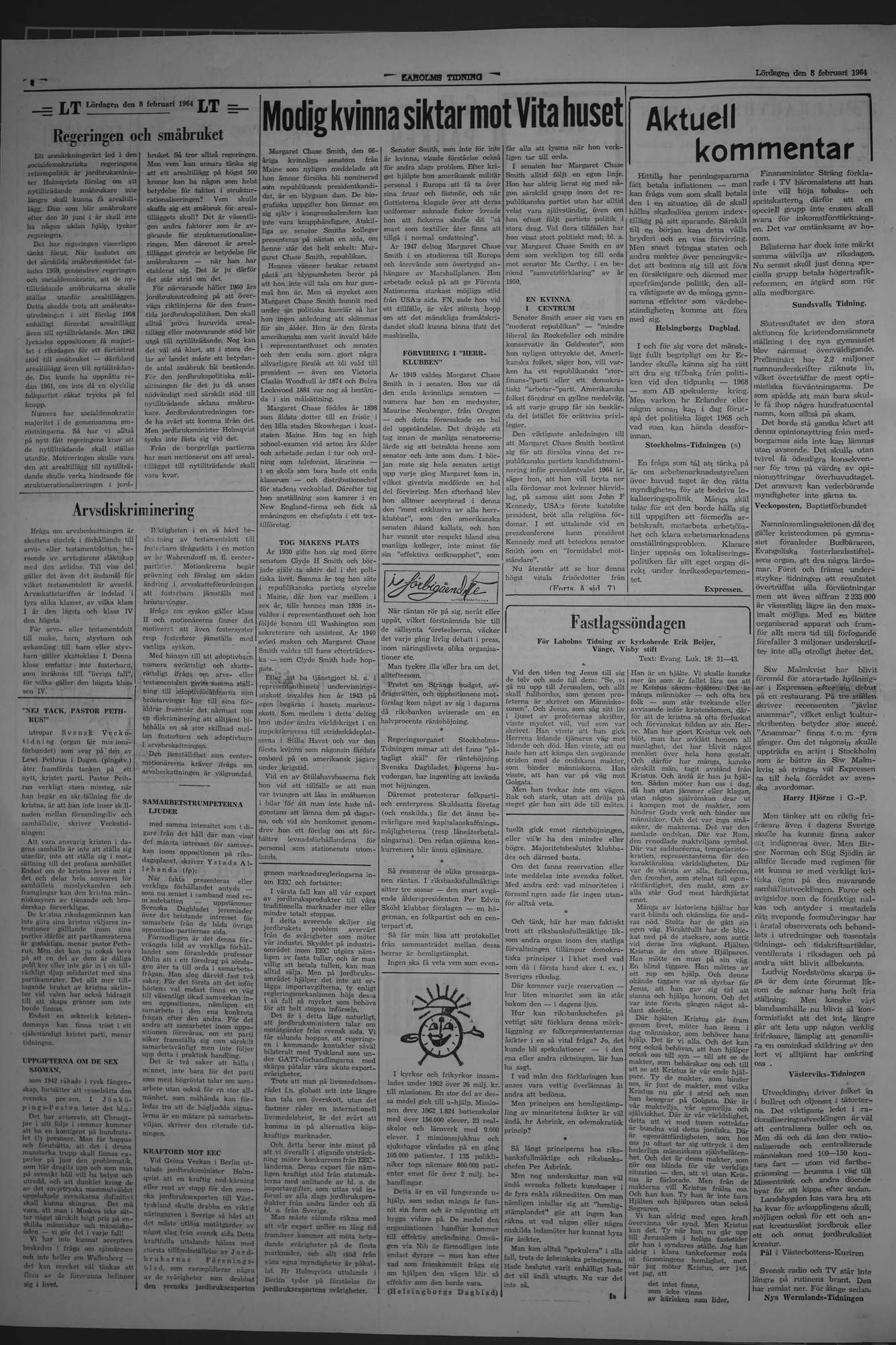 Laholms Tidning Lördag 8 februari 1964, sida 4