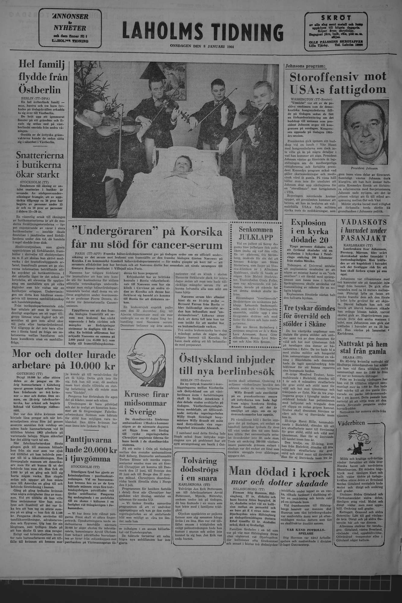 Laholms Tidning Onsdag 8 januari 1964, sida 8