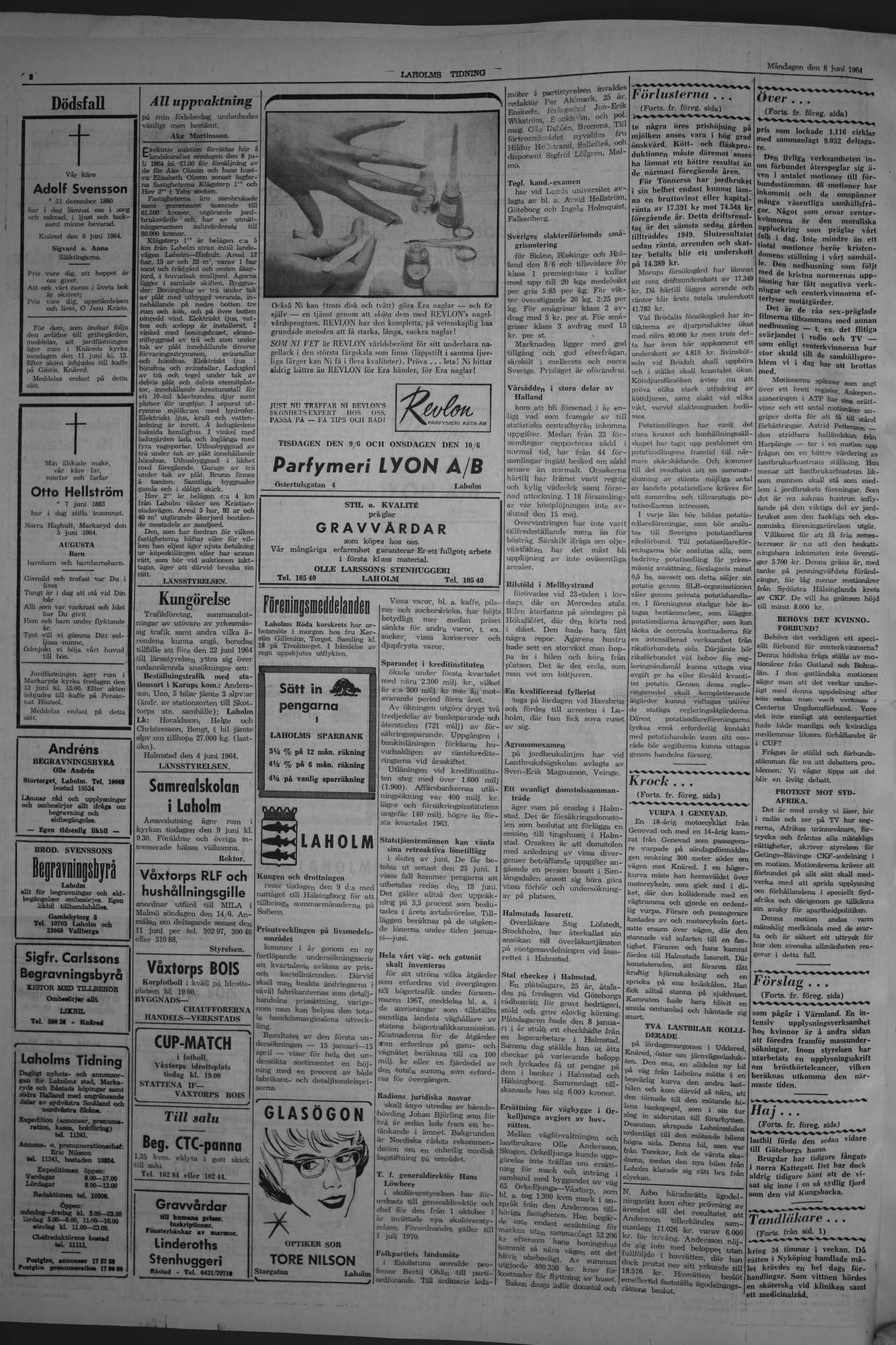 Laholms Tidning Måndag 8 juni 1964, sida 2