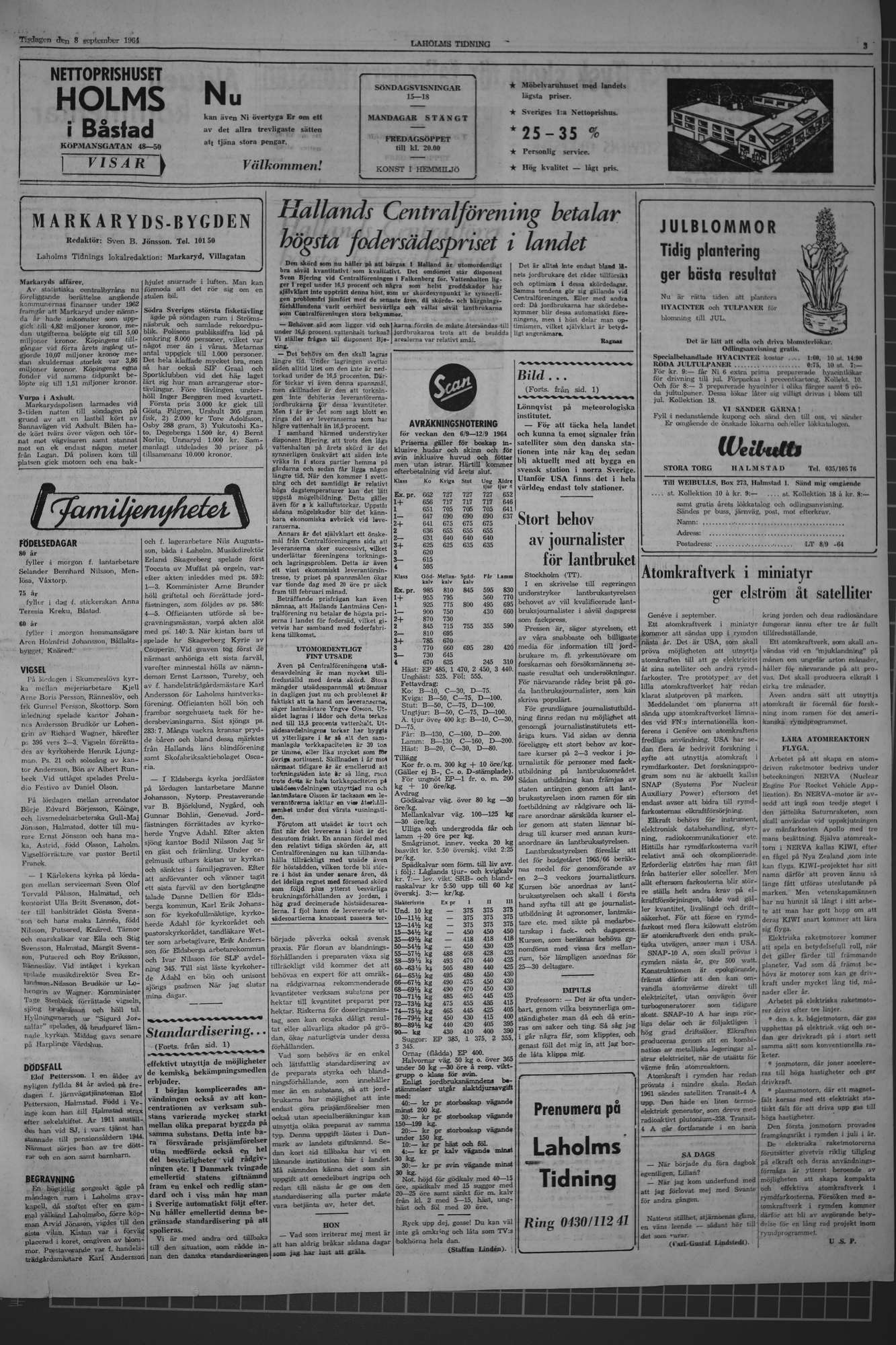 Laholms Tidning Tisdag 8 september 1964, sida 3