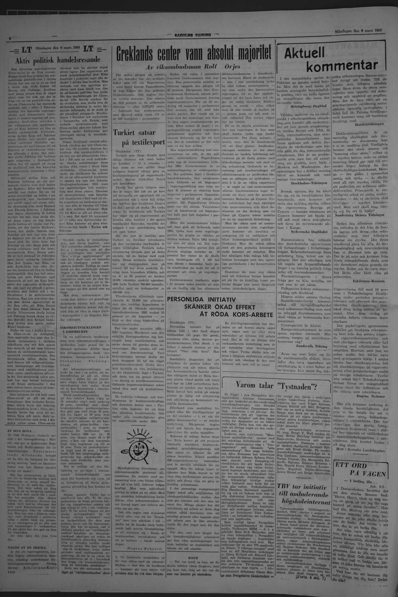 Laholms Tidning Måndag 9 mars 1964, sida 4