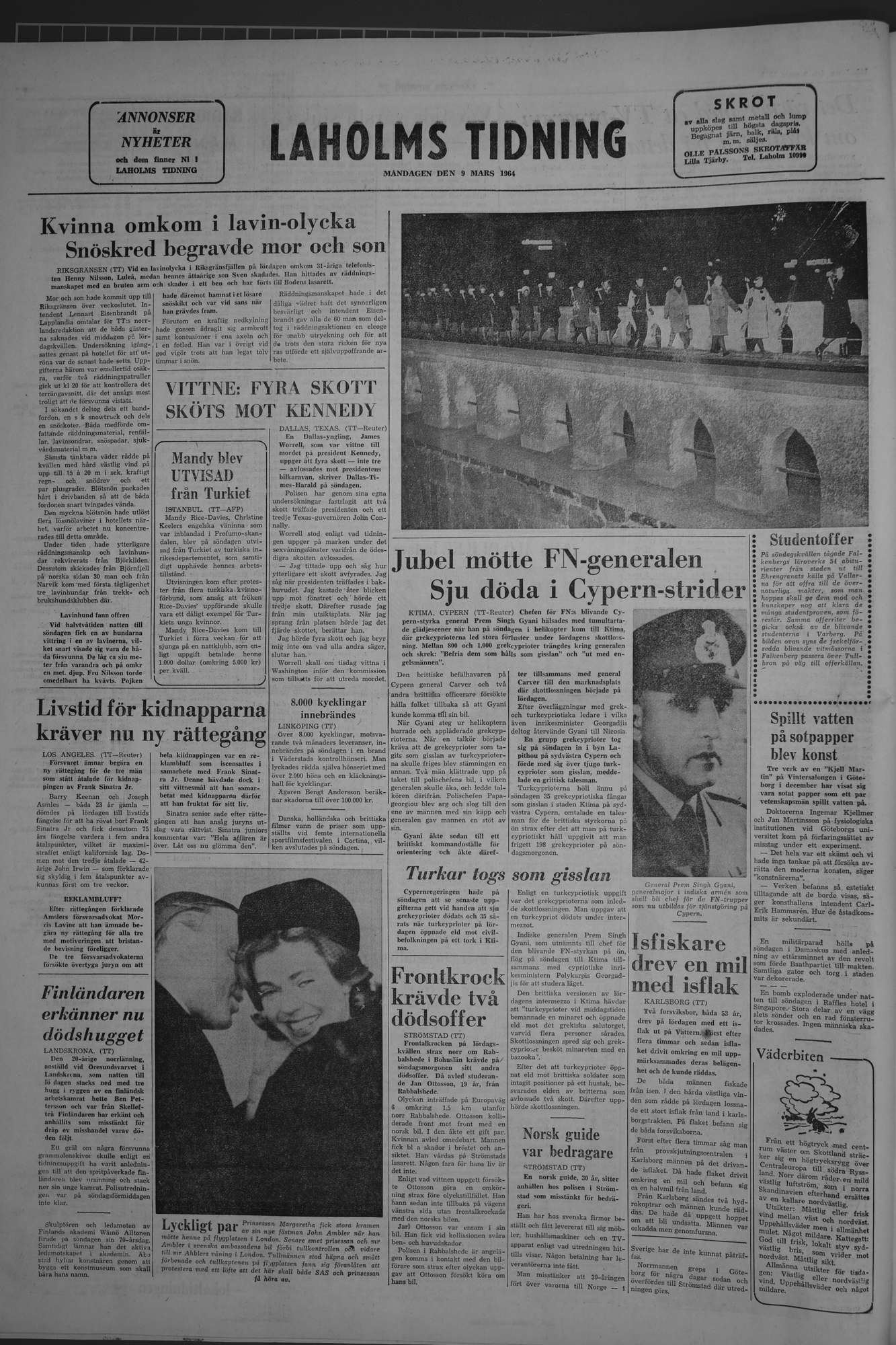 Laholms Tidning Måndag 9 mars 1964, sida 8