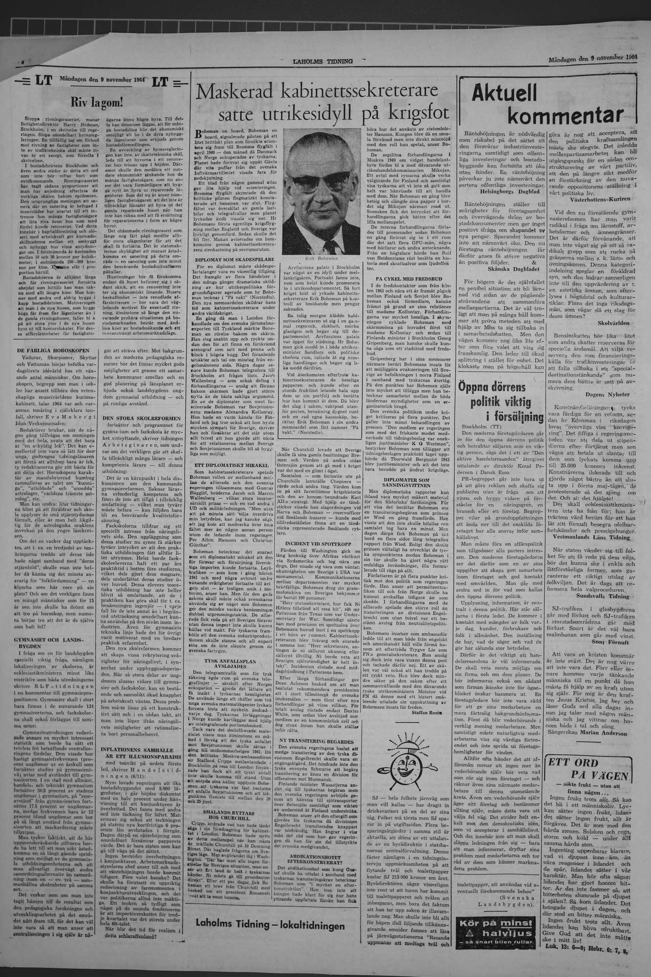 Laholms Tidning Måndag 9 november 1964, sida 4