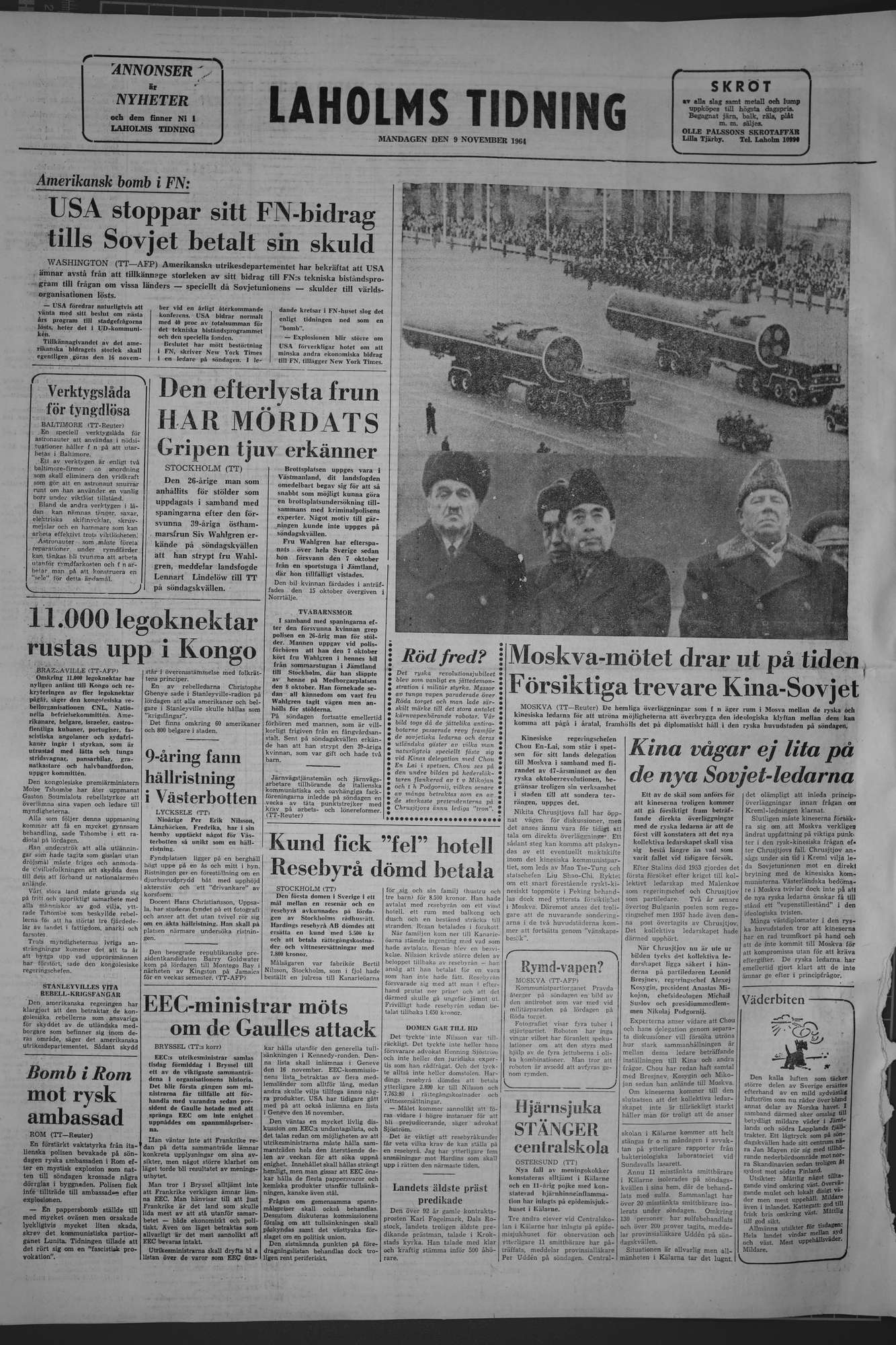 Laholms Tidning Måndag 9 november 1964, sida 8