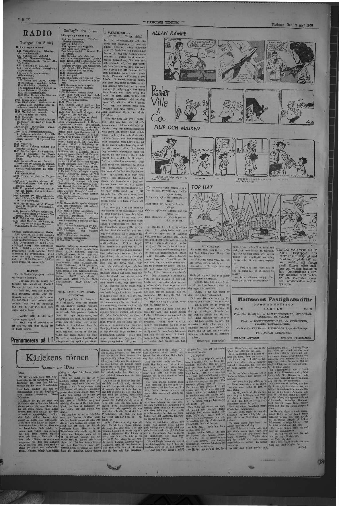 Laholms Tidning Tisdag 2 maj 1950, sida 8