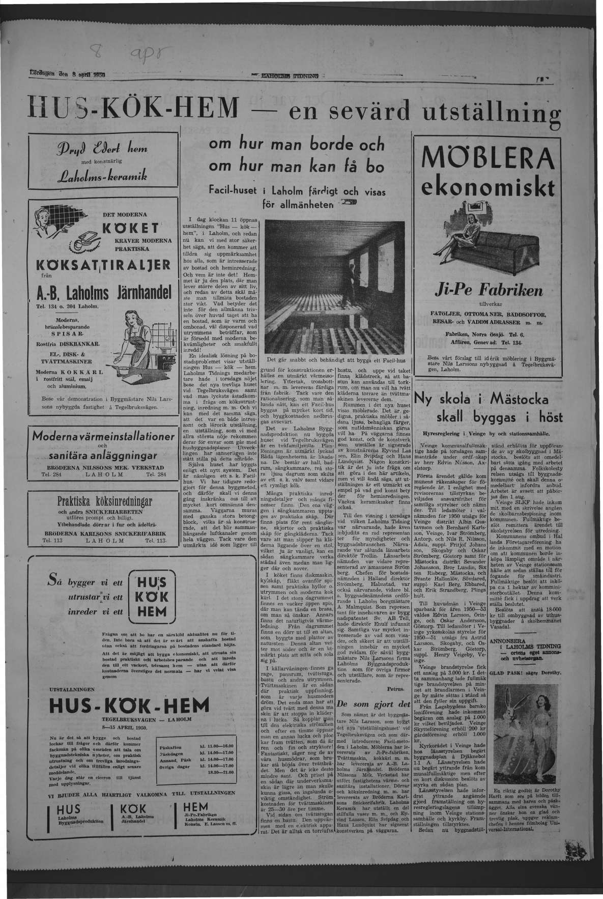 Laholms Tidning Onsdag 8 mars 1950, sida 5