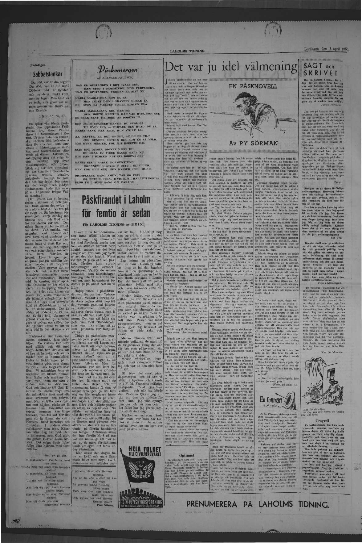 Laholms Tidning Onsdag 8 mars 1950, sida 6