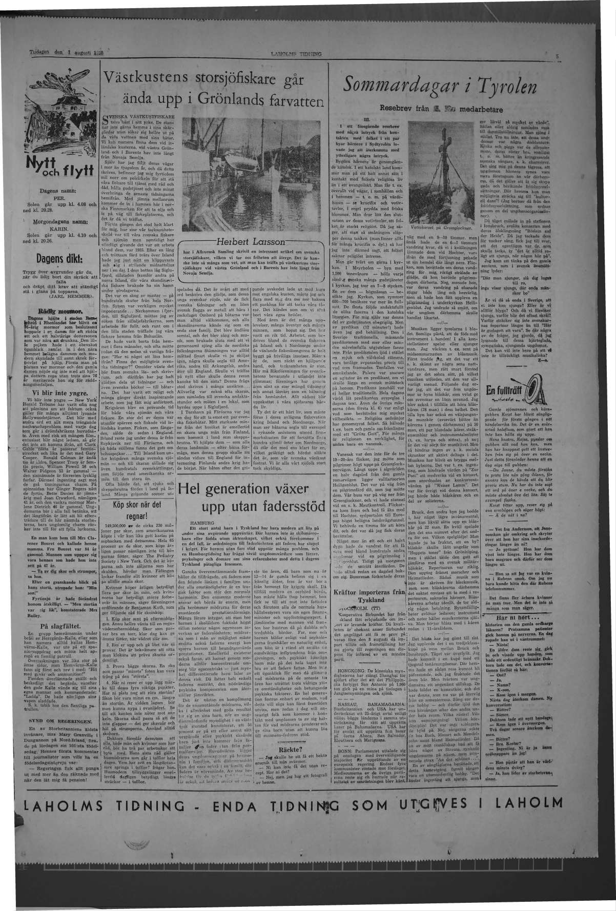 Laholms Tidning Tisdag 1 augusti 1950, sida 5