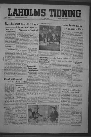 Förstasidan, Lördag 1 april 1950