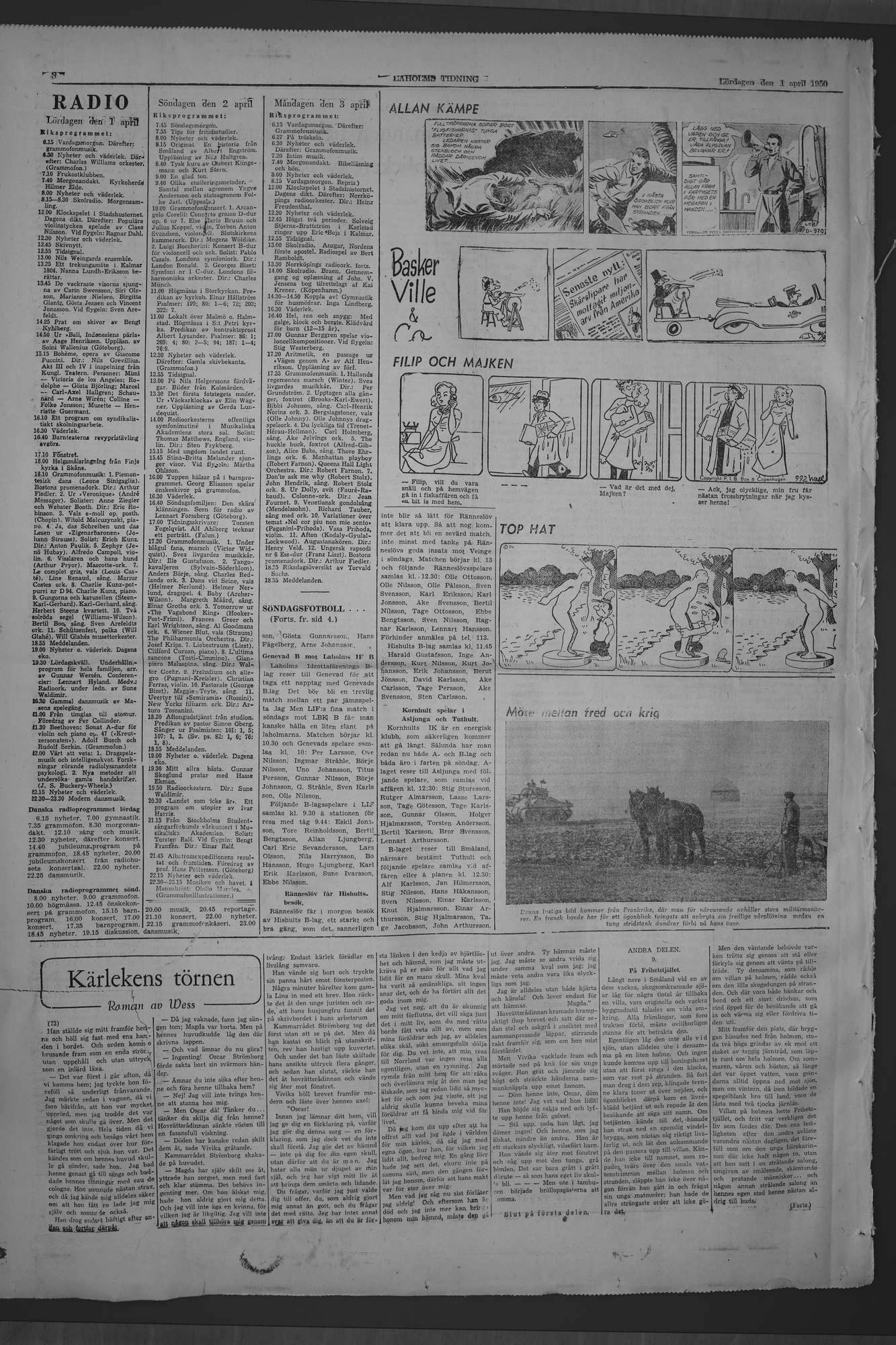 Laholms Tidning Lördag 1 april 1950, sida 8