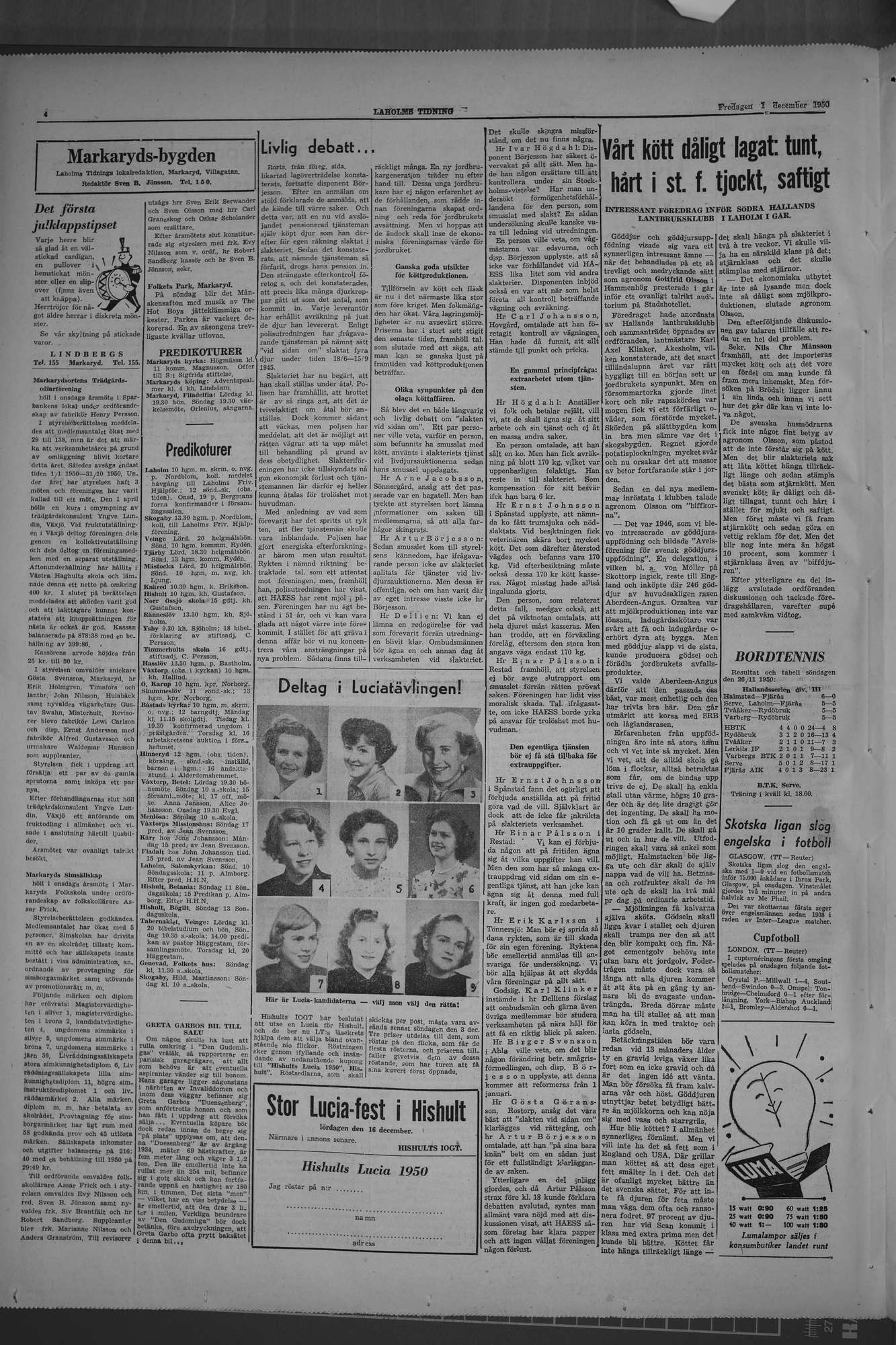 Laholms Tidning Fredag 1 december 1950, sida 4